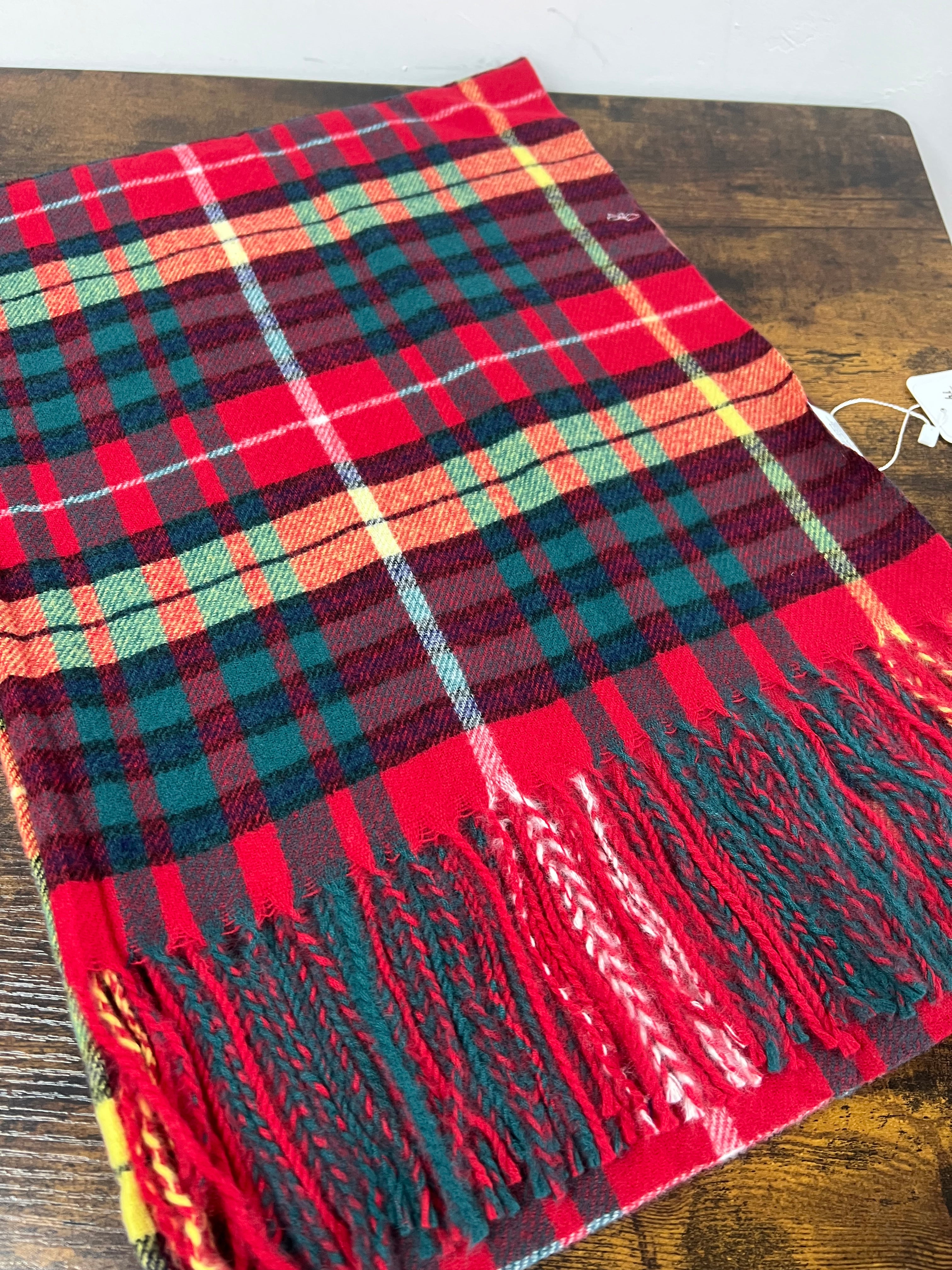 Red multicolor tartan scarf