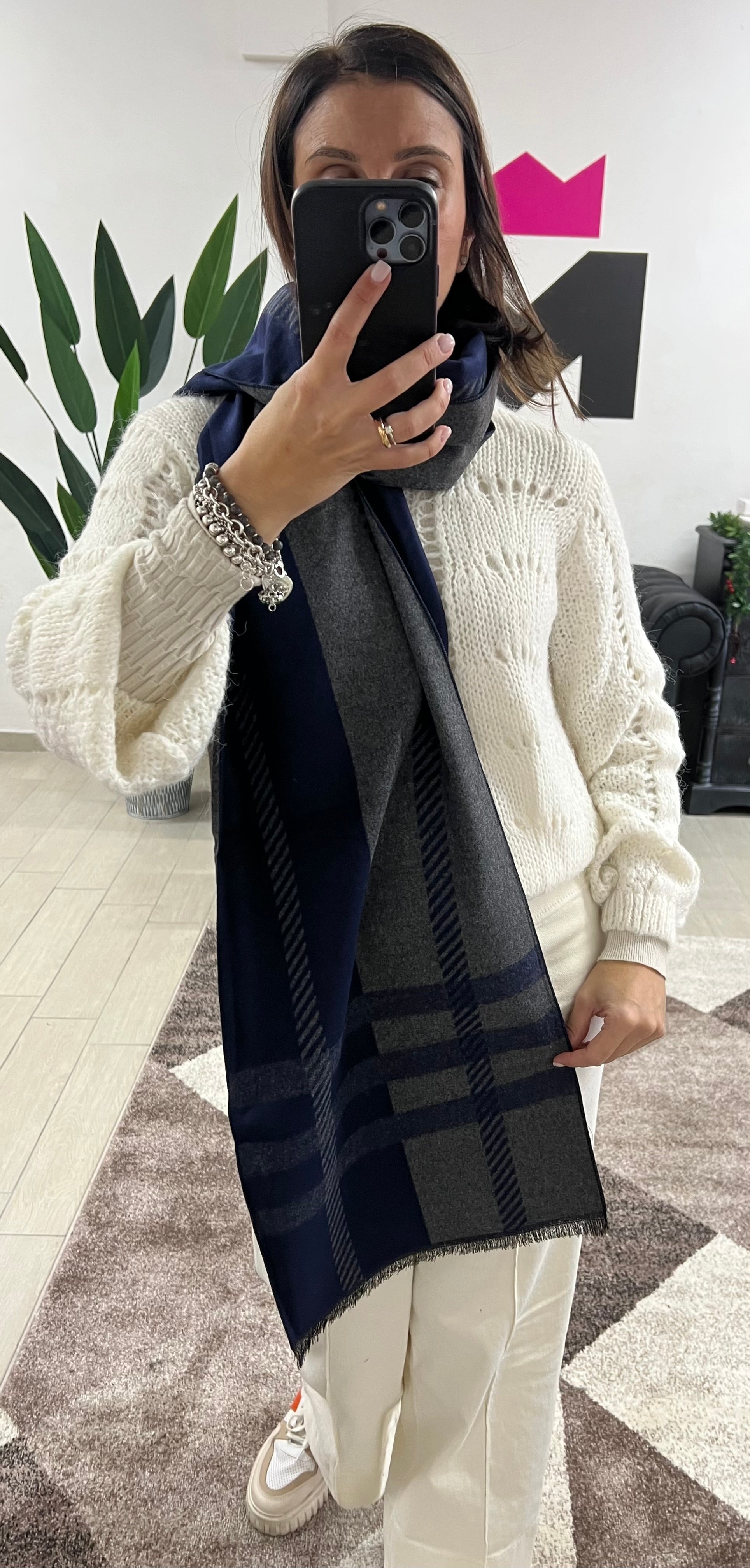 Sciarpa unisex blu