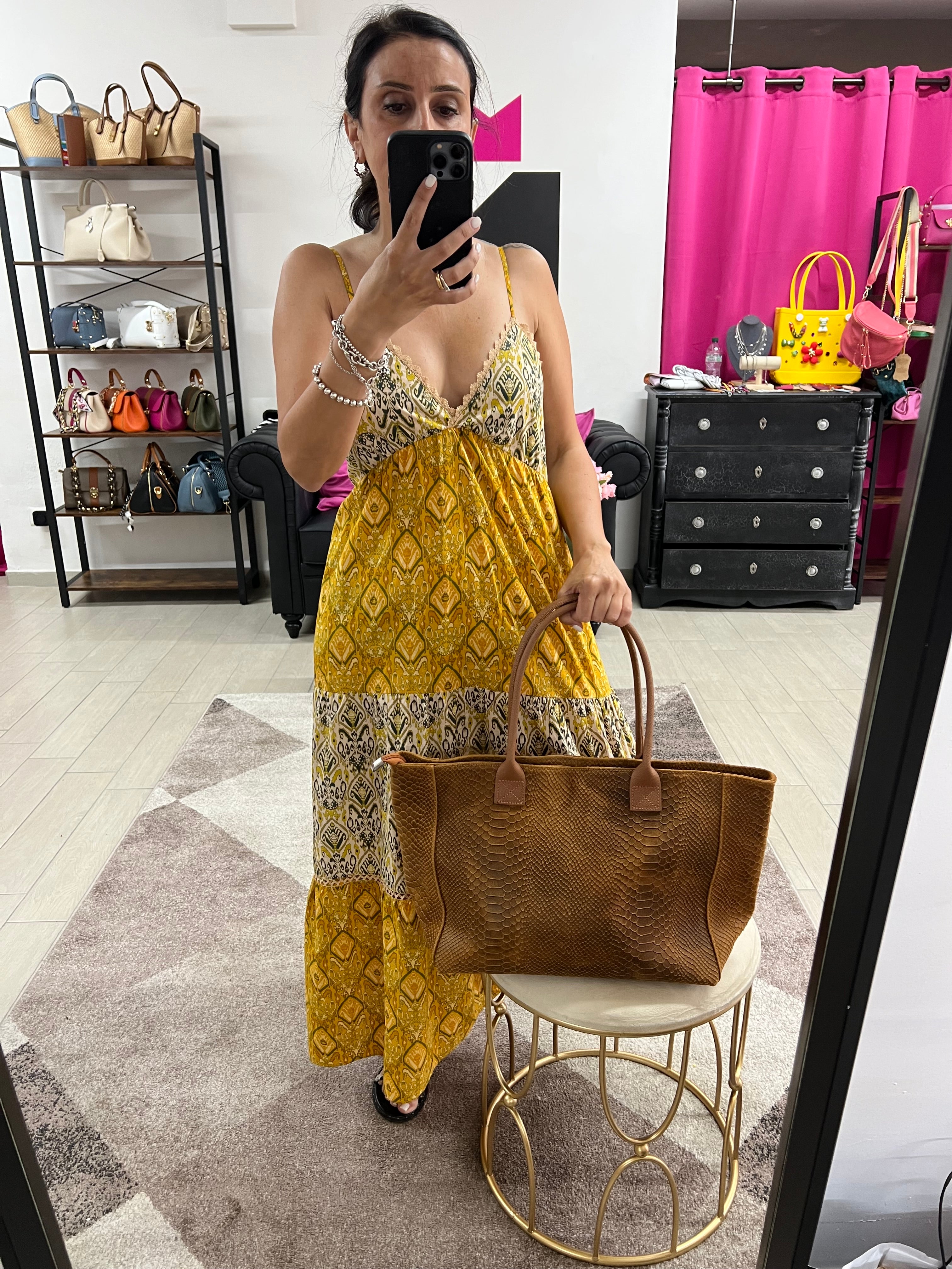 Tote bag cocco cuoio chiaro