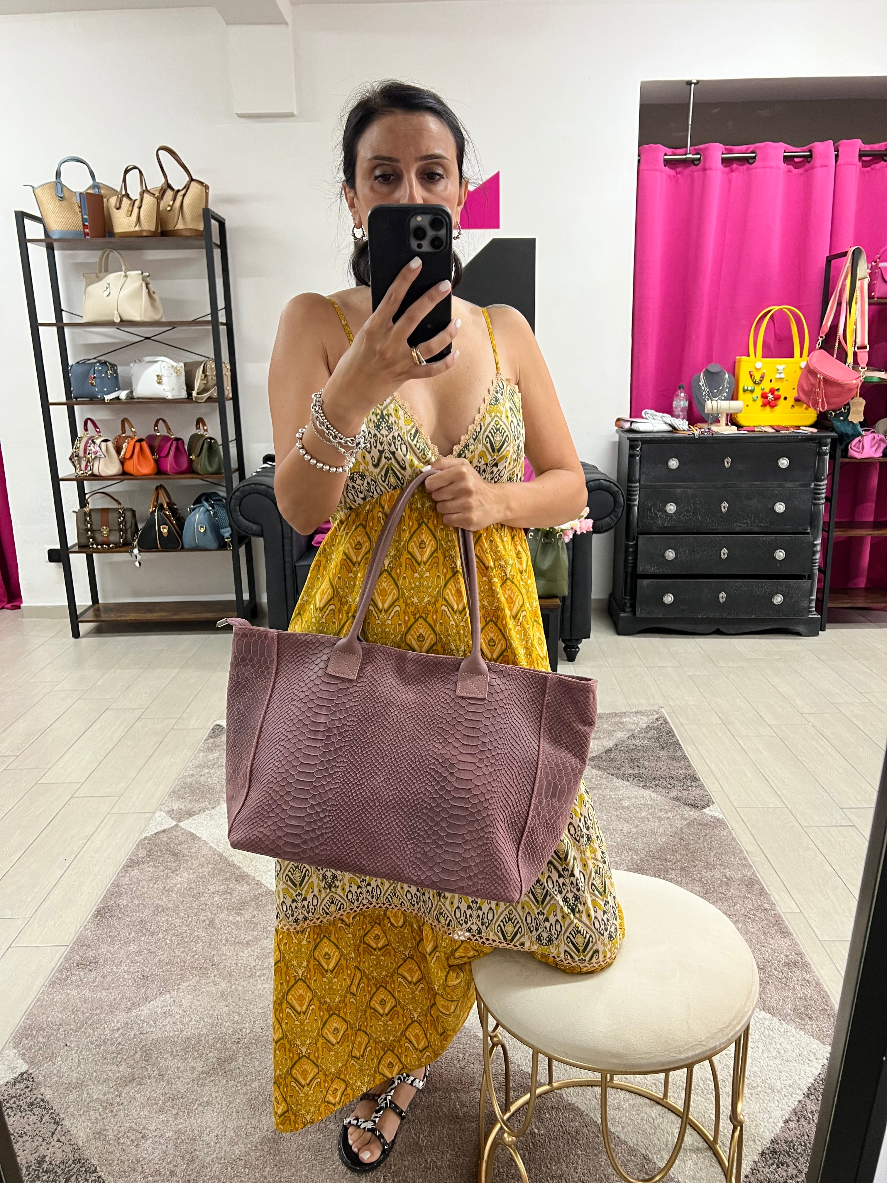 Tote bag cocco rosa antico
