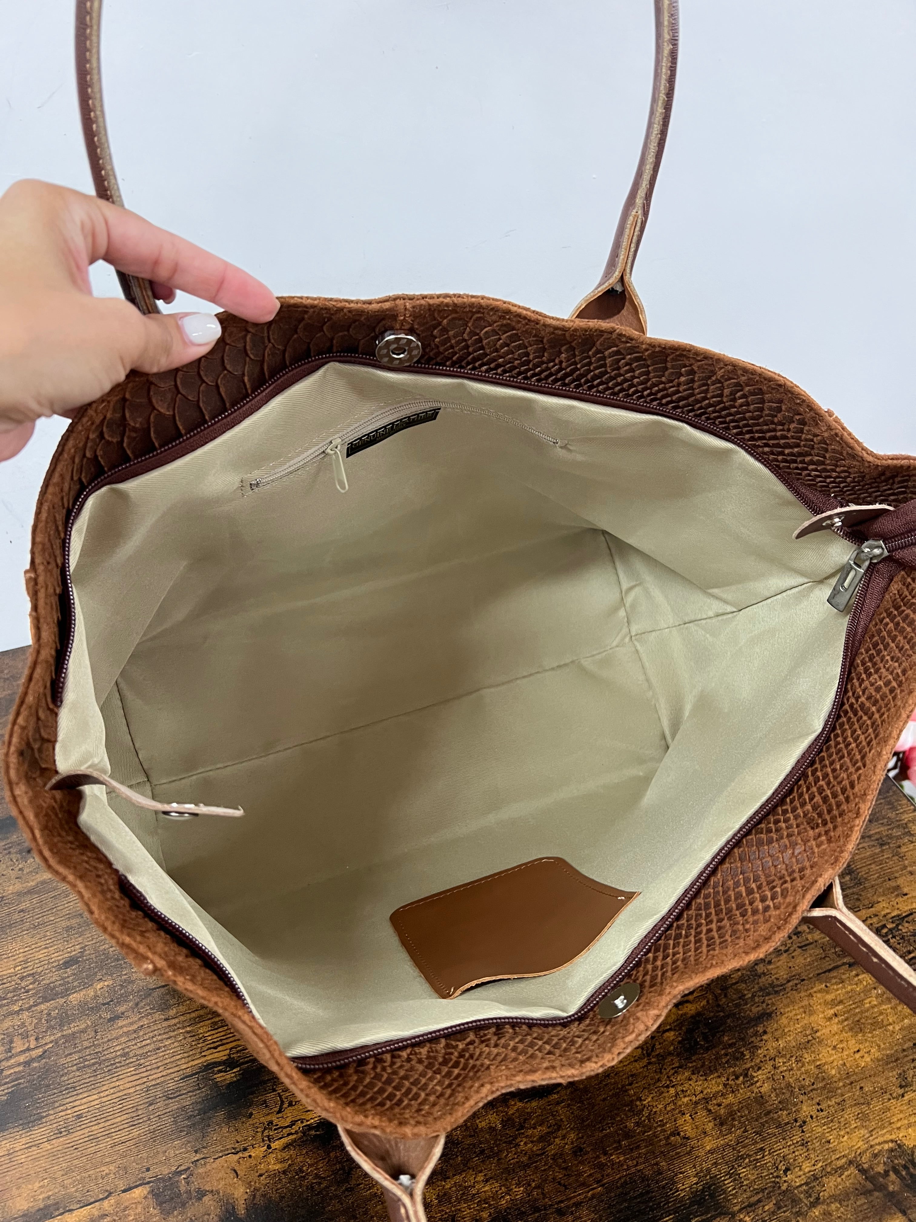 Tote bag cocco cuoio scuro