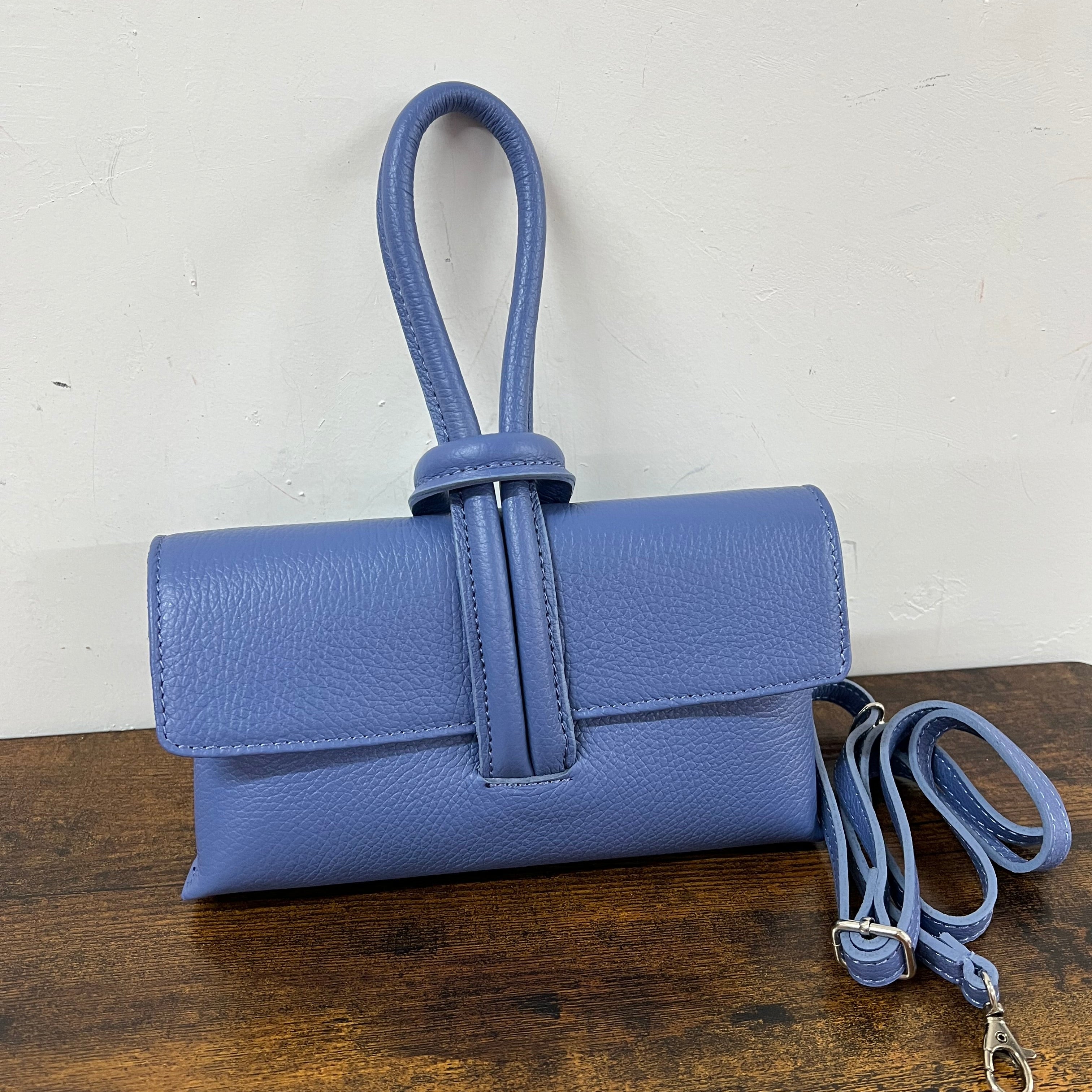 Limited edition indigo knot clutch