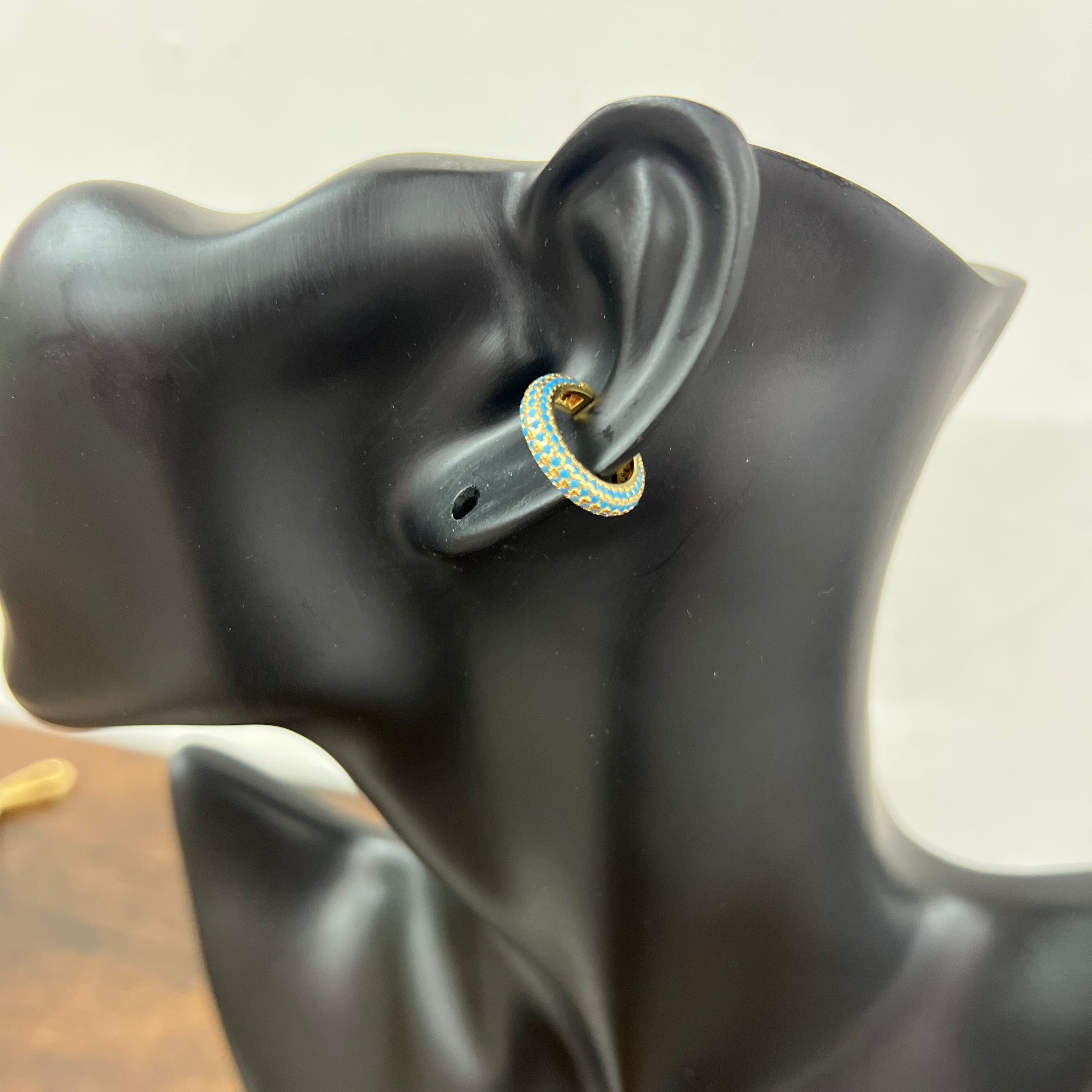 Single earcuff cerchietto dorato zirconi turchesi