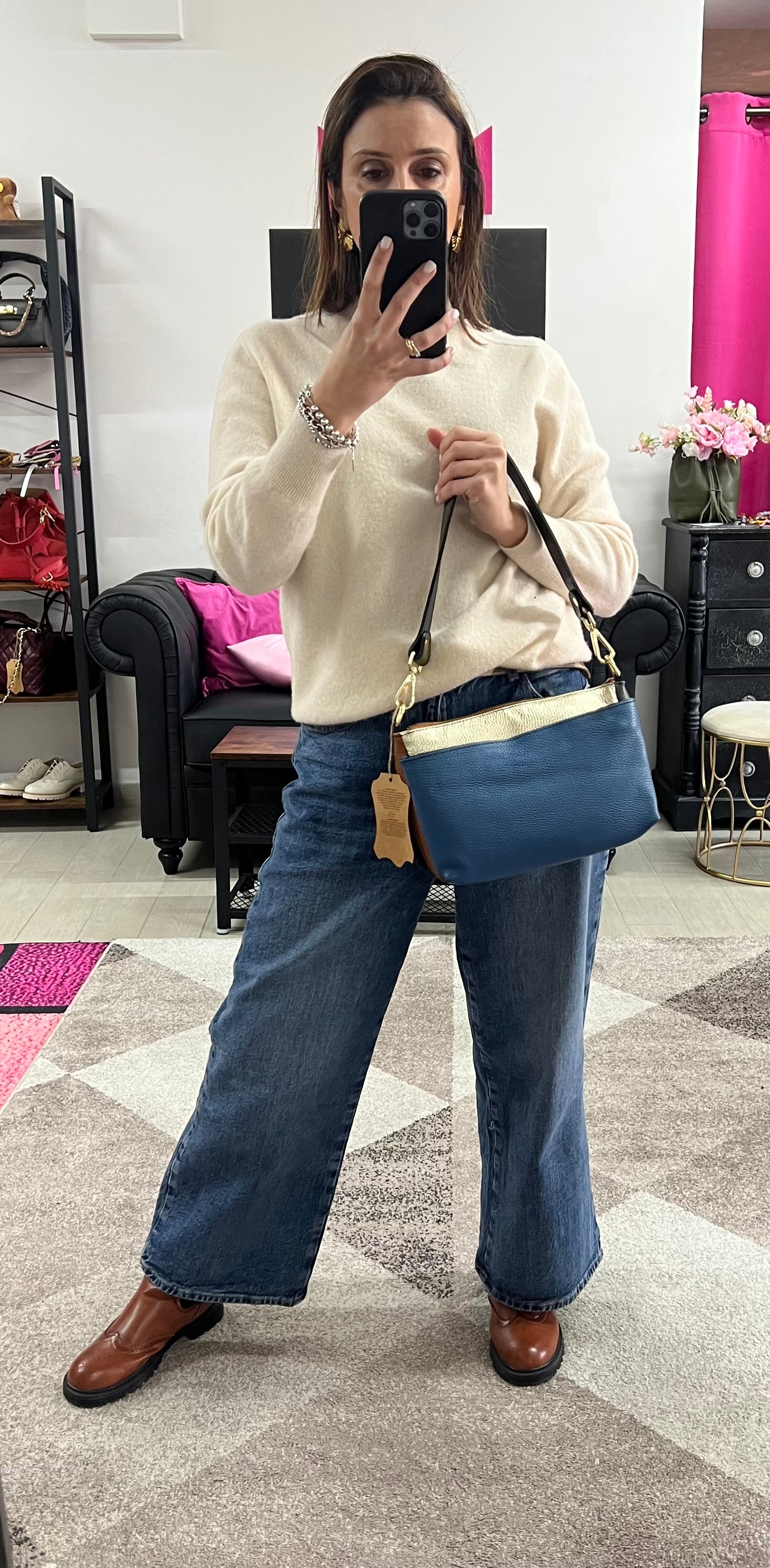 Borsetta patchwork carta da zucchero e nero