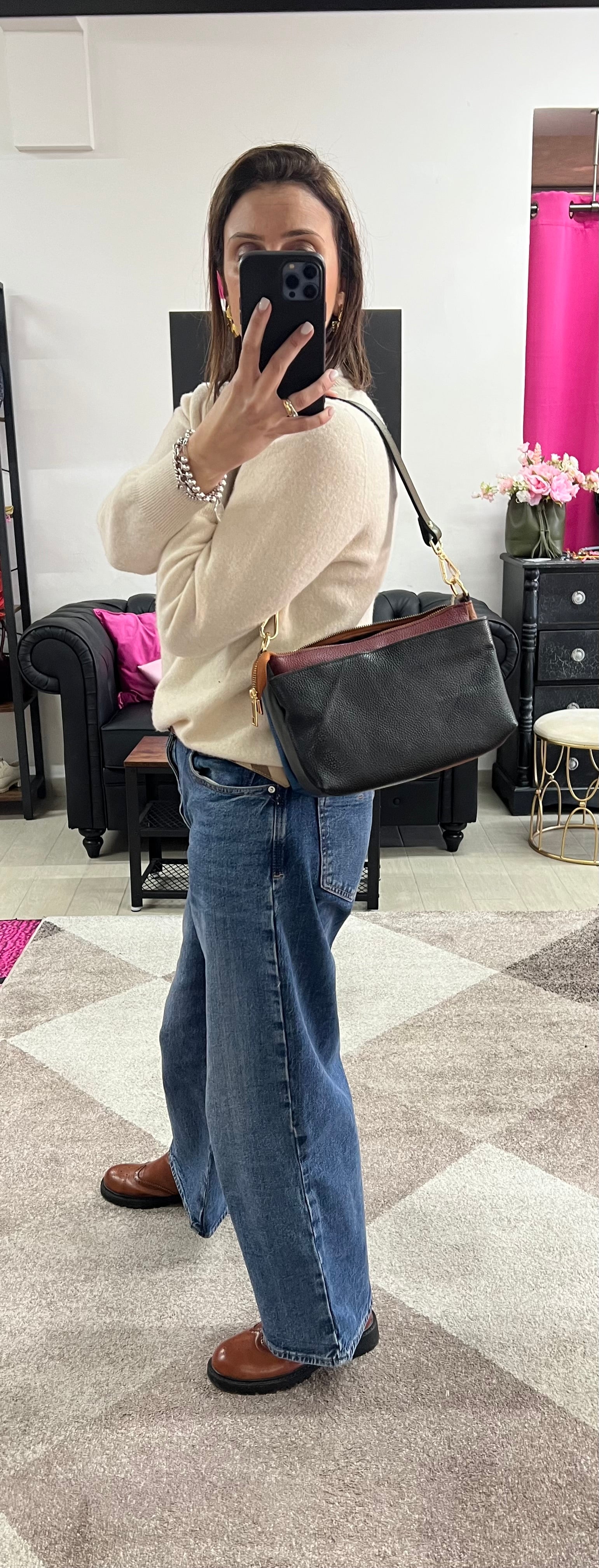 Borsetta patchwork carta da zucchero e nero