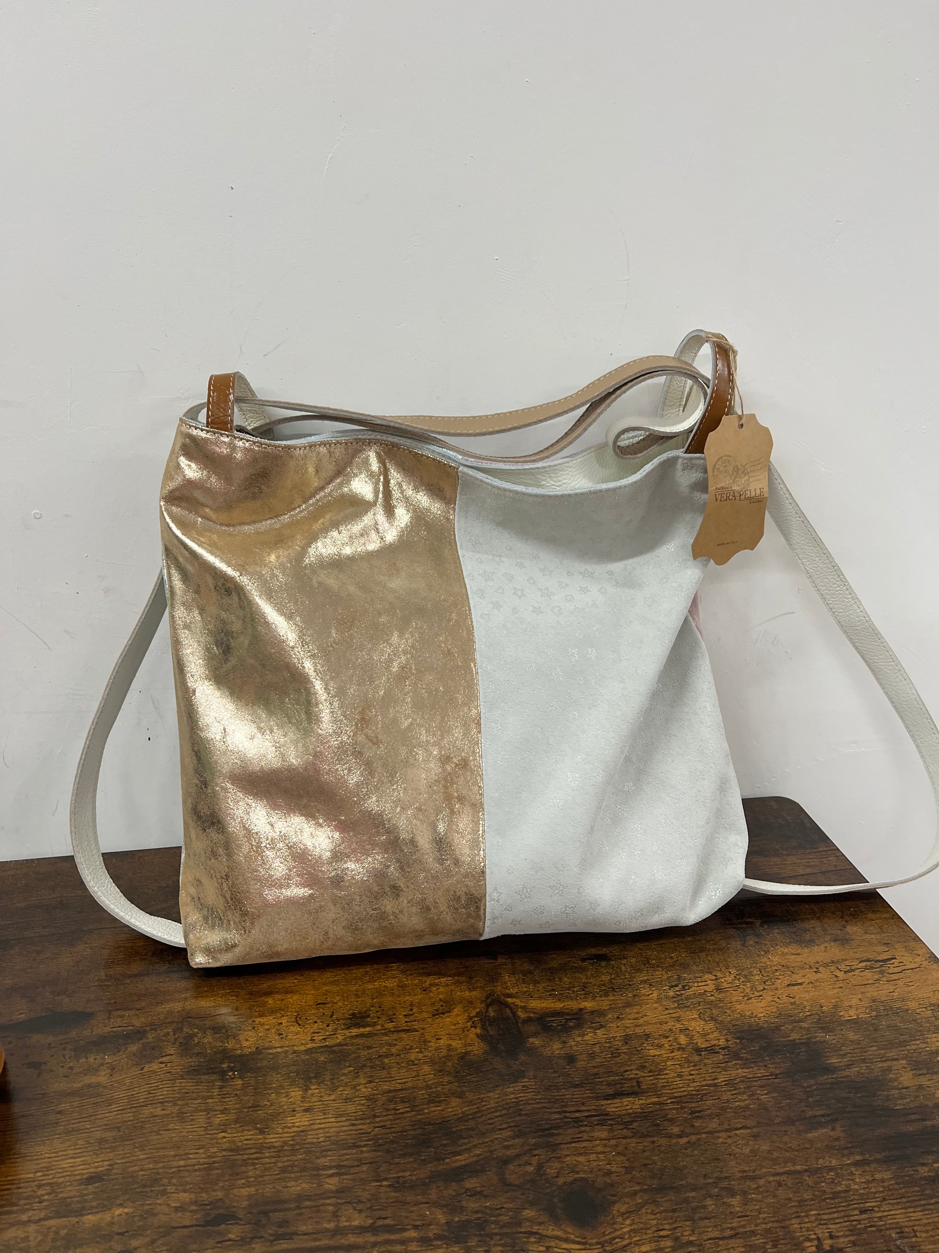 Borsa zaino patchwork argento rosa scam oro ghiaccio scam