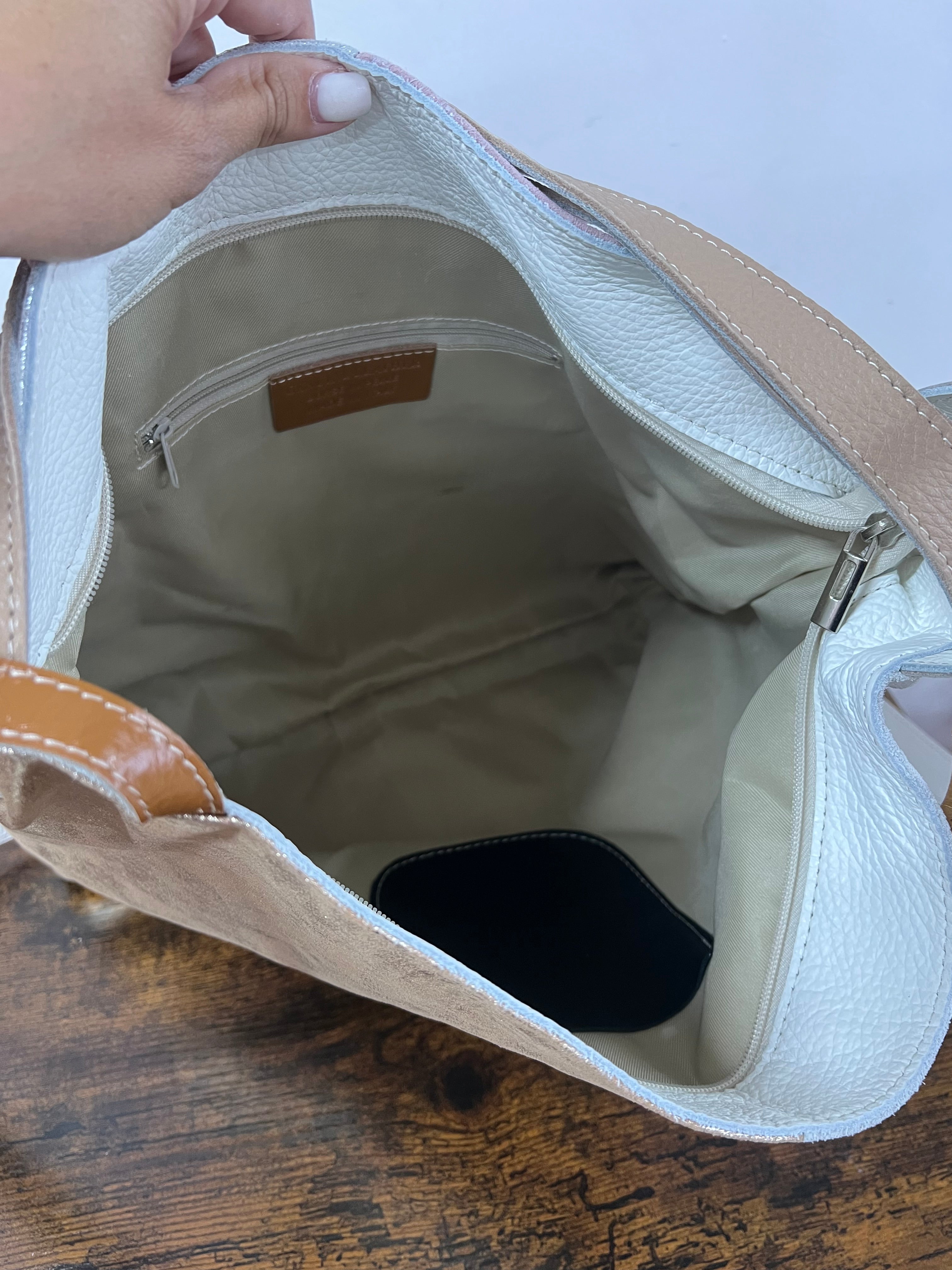 Borsa zaino patchwork argento rosa scam oro ghiaccio scam