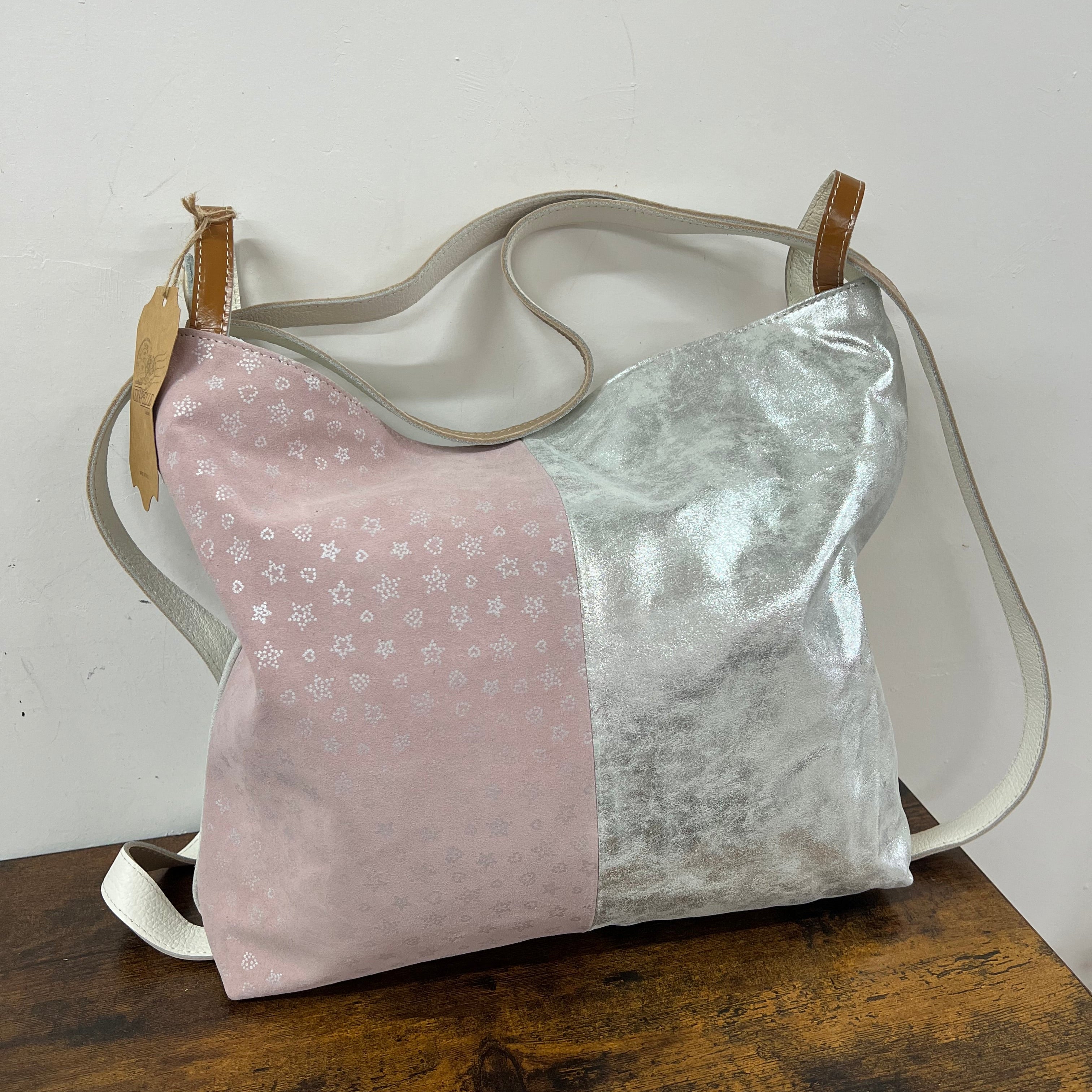 Borsa zaino patchwork argento rosa scam oro ghiaccio scam