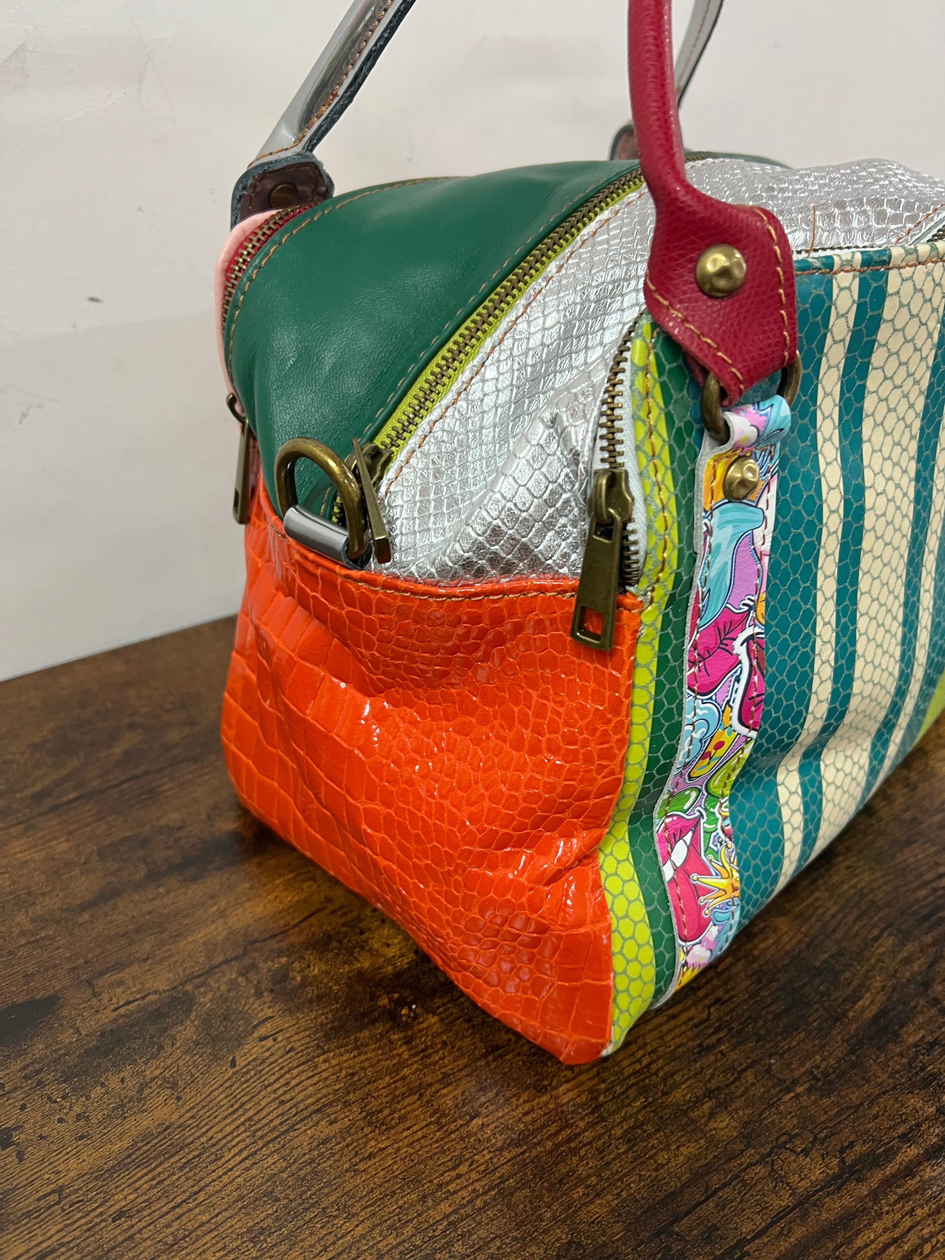 Country quadrotta patchwork righe verde e oro