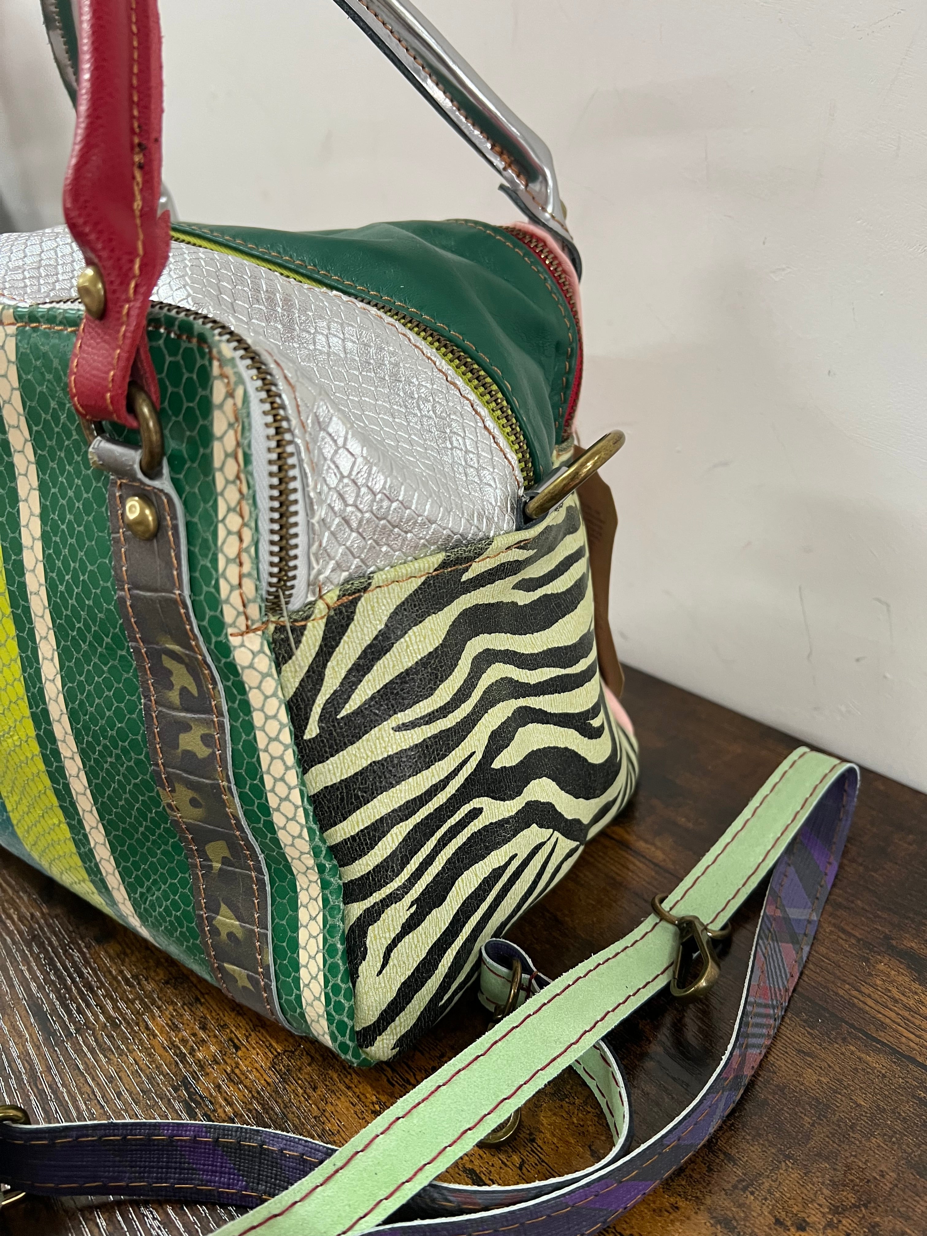 Country quadrotta patchwork righe verde e oro