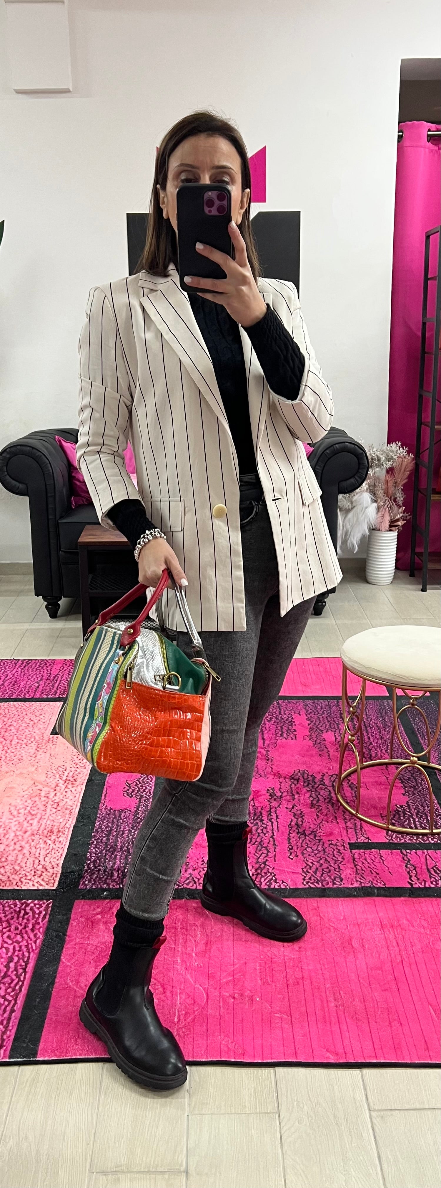 Country quadrotta patchwork righe verde e oro