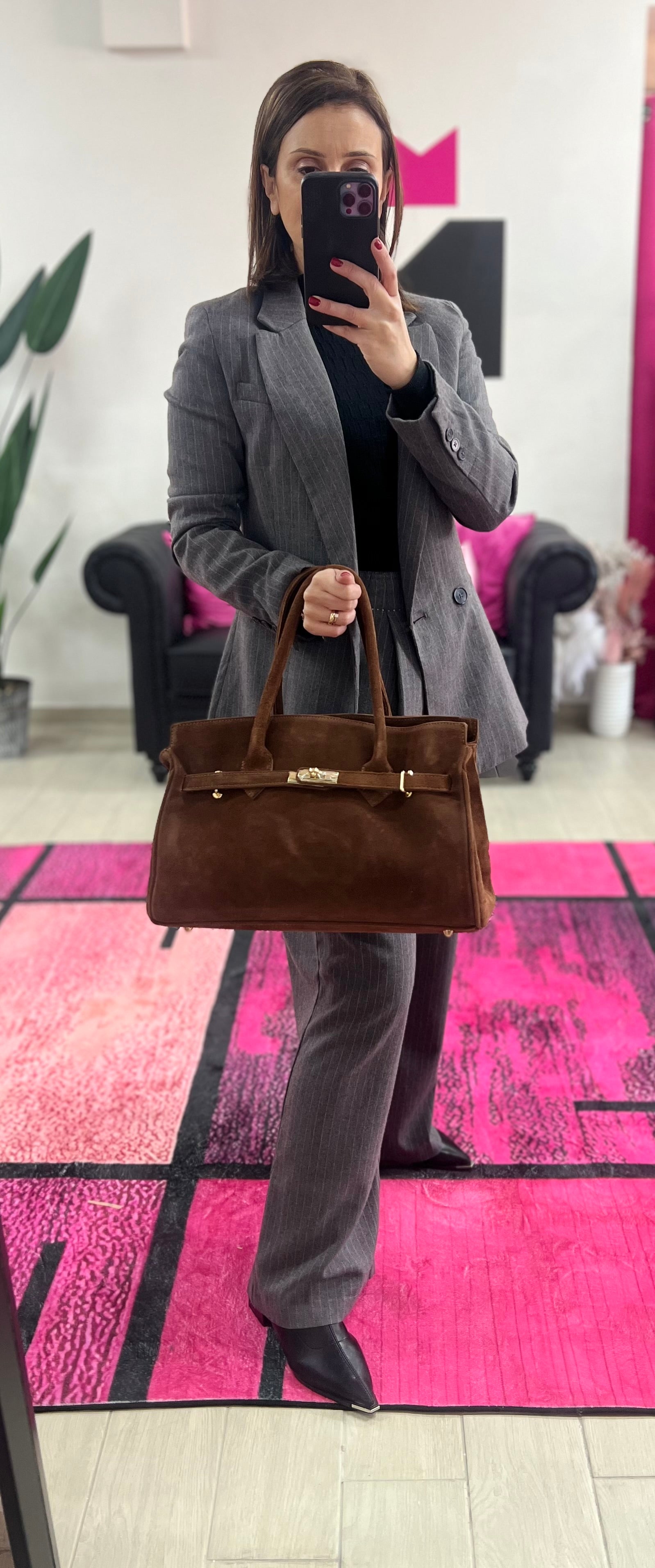 Shopper horse suede basic cioccolato