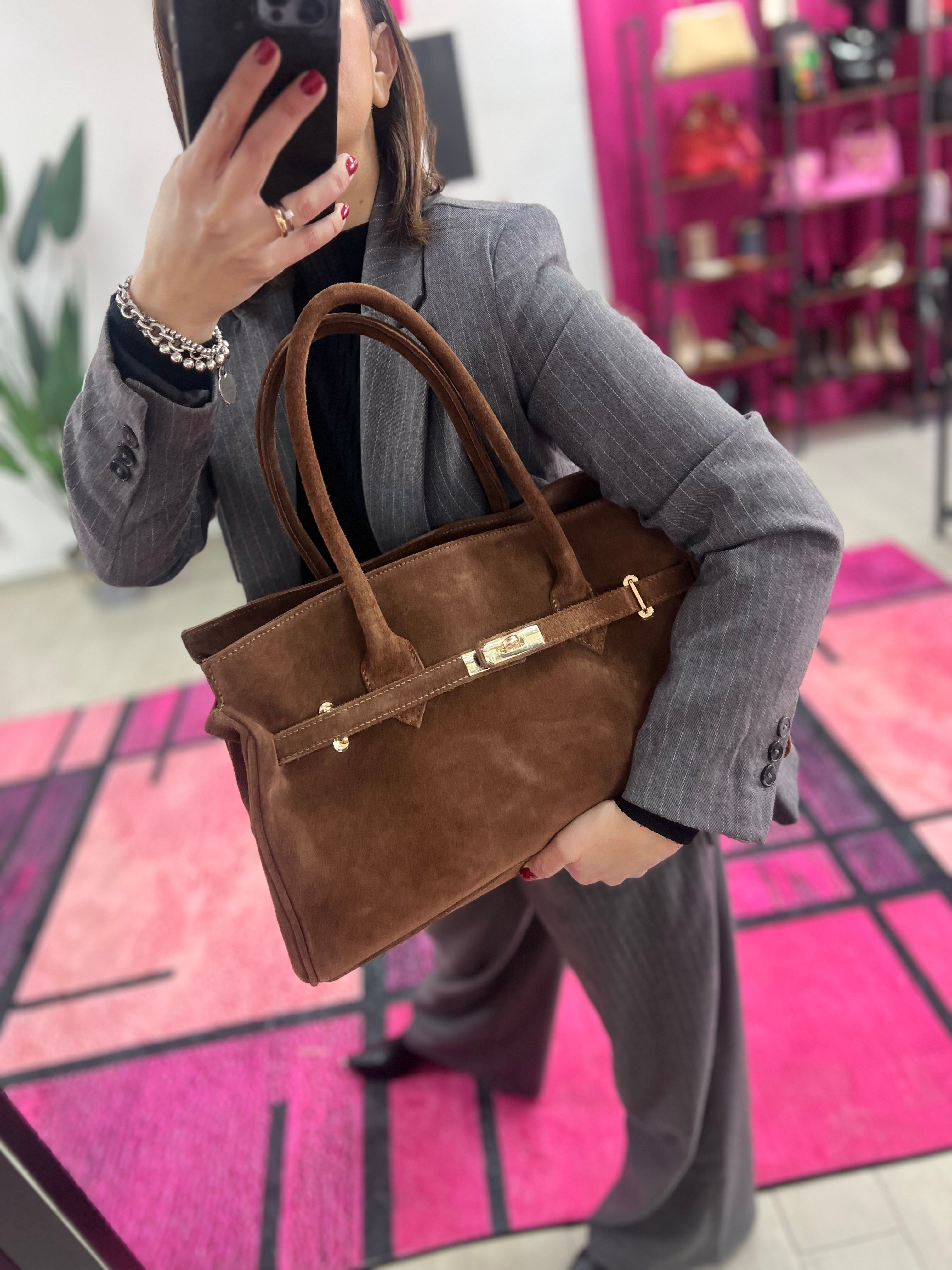 Shopper horse suede basic cioccolato