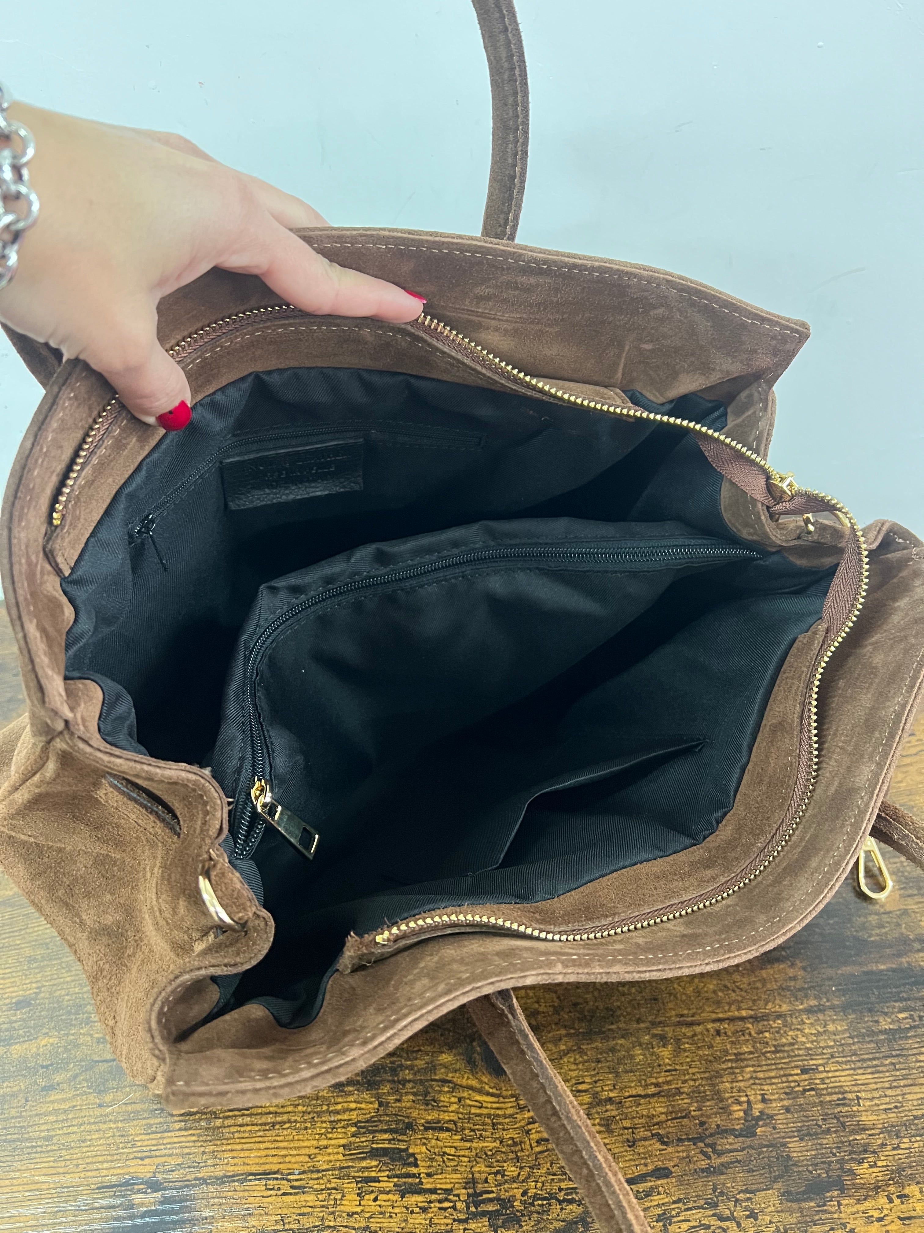 Shopper horse suede basic cioccolato