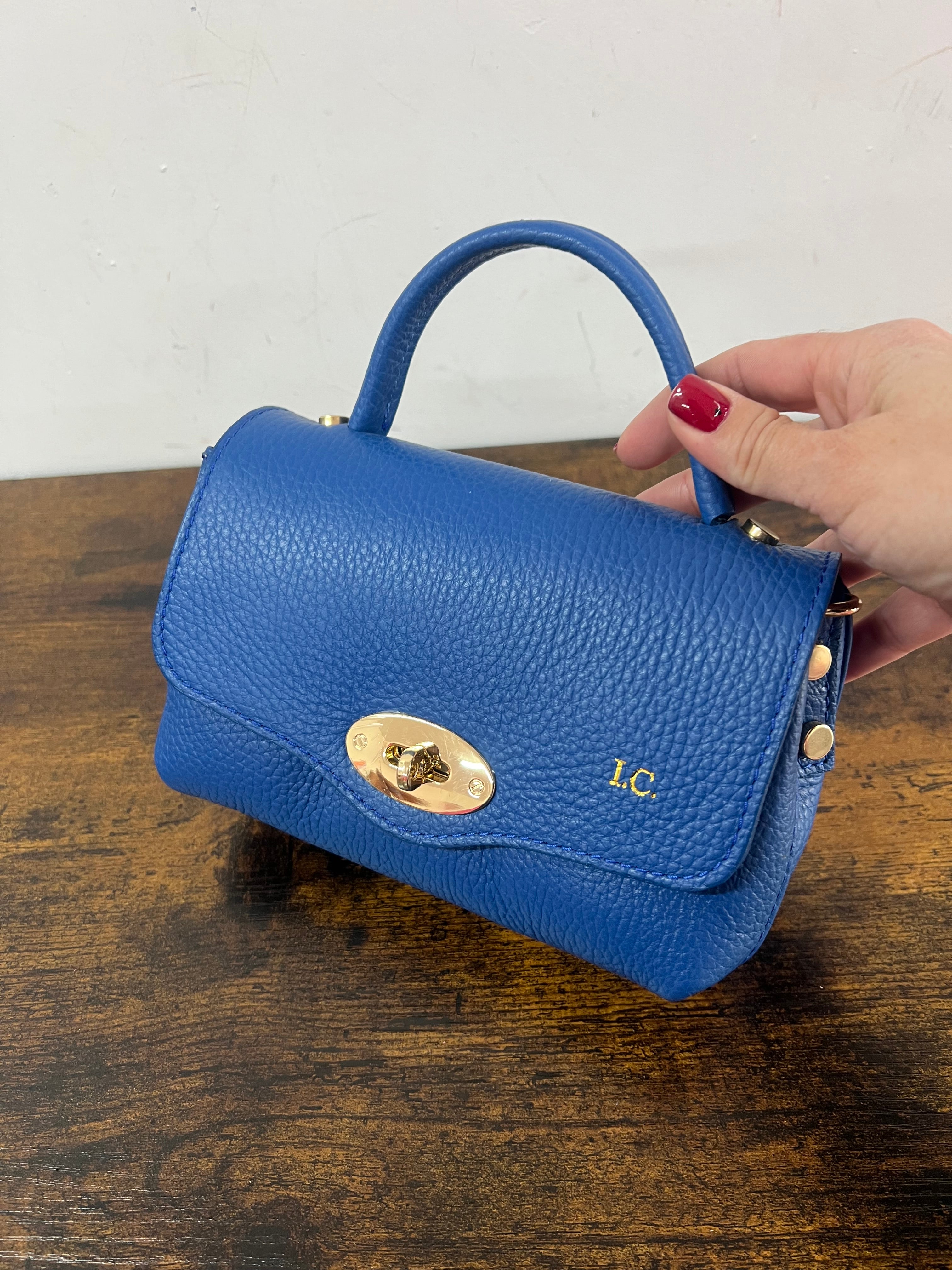 Country bag monocolore z pocket blu elettrico