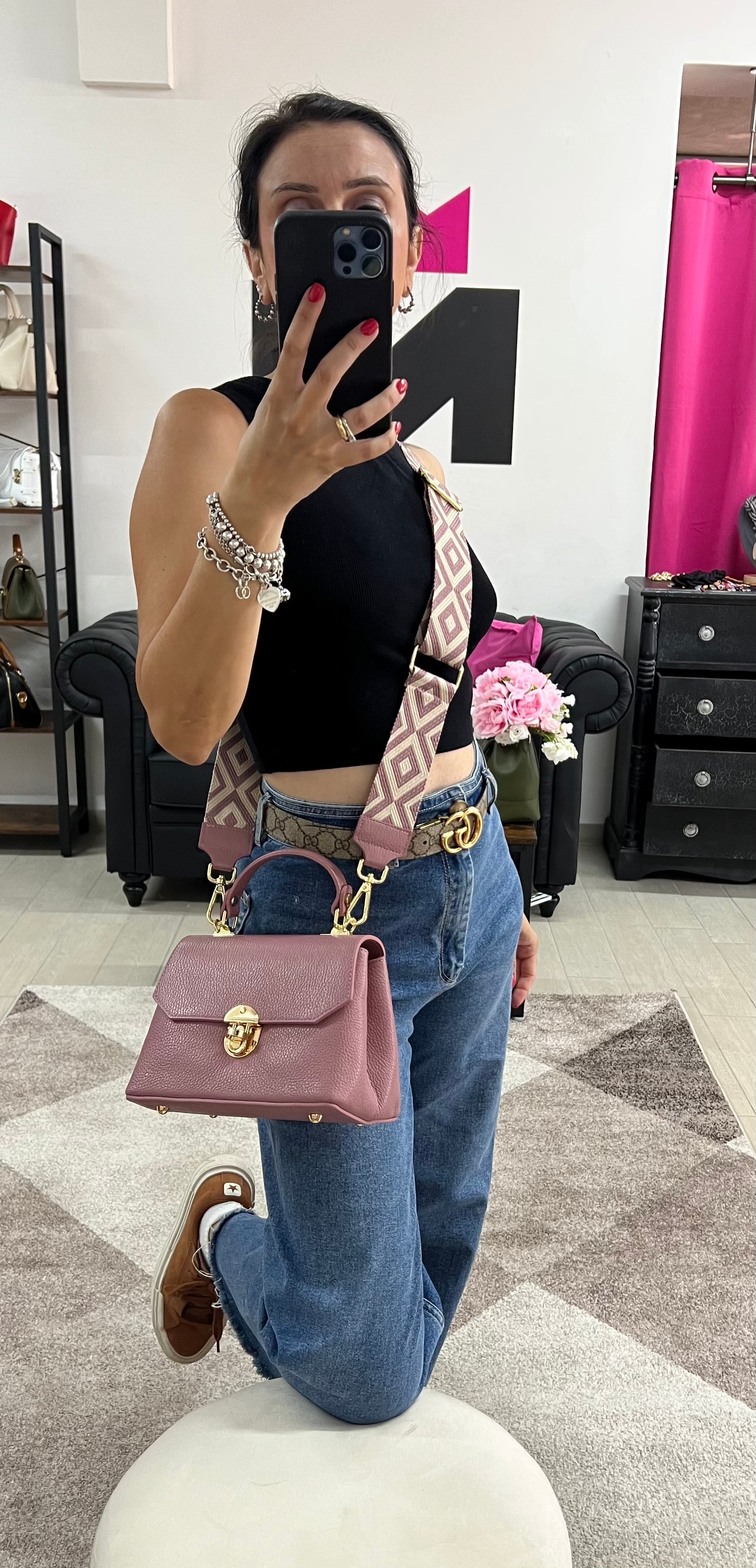 Clarissa mini rosa antico e trac rombo