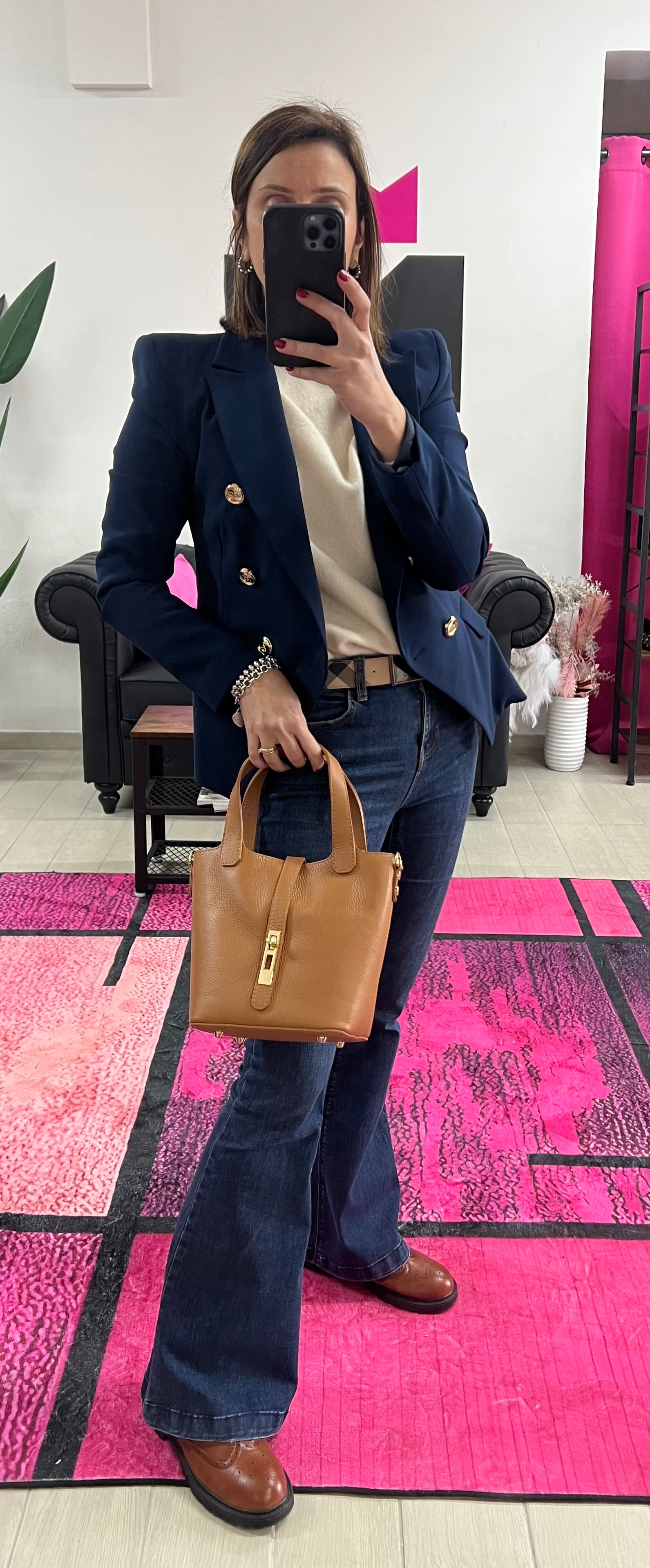 Secchiello Idelda cuoio chiaro