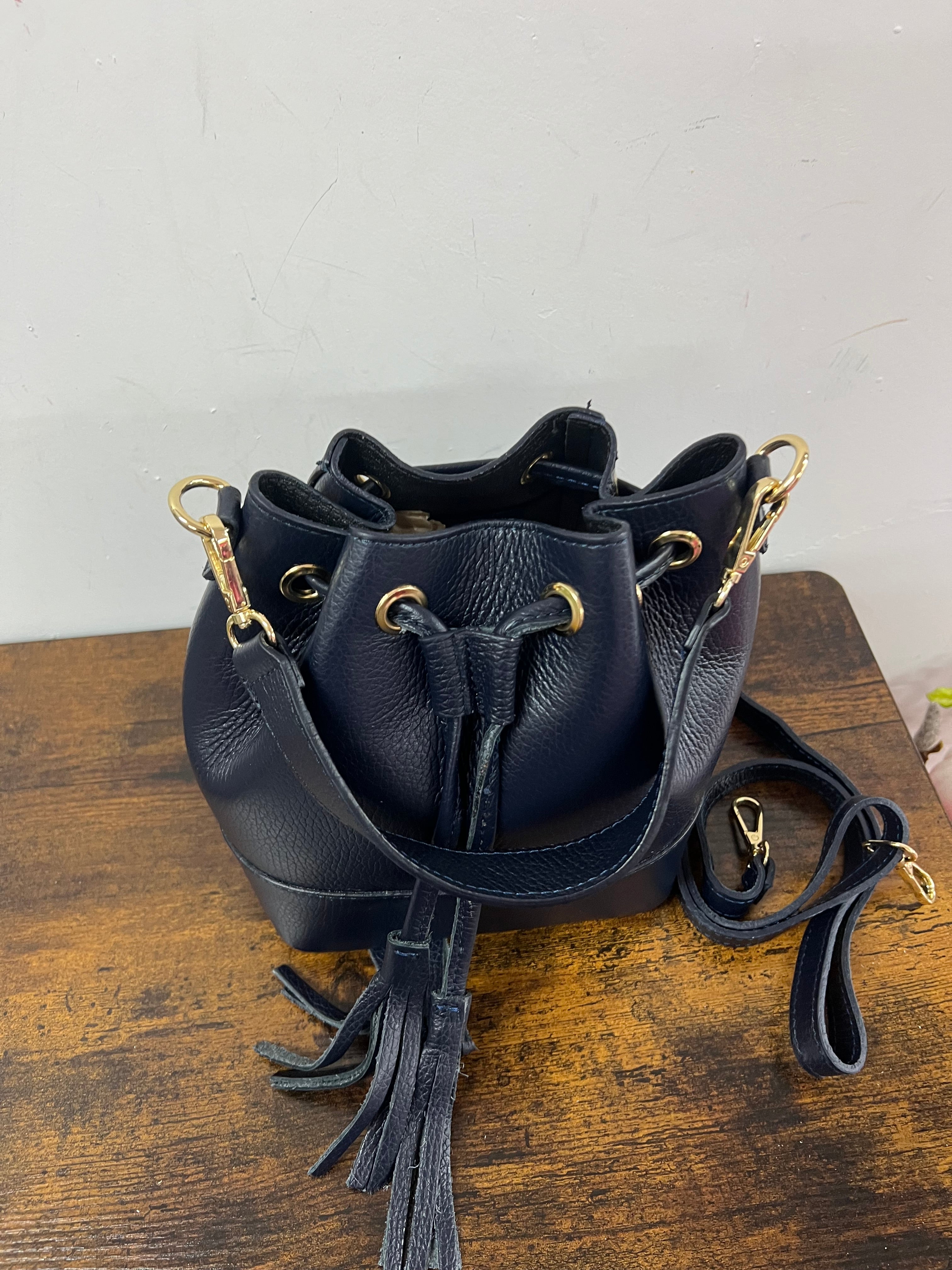Sacchetto frange mini blu navy