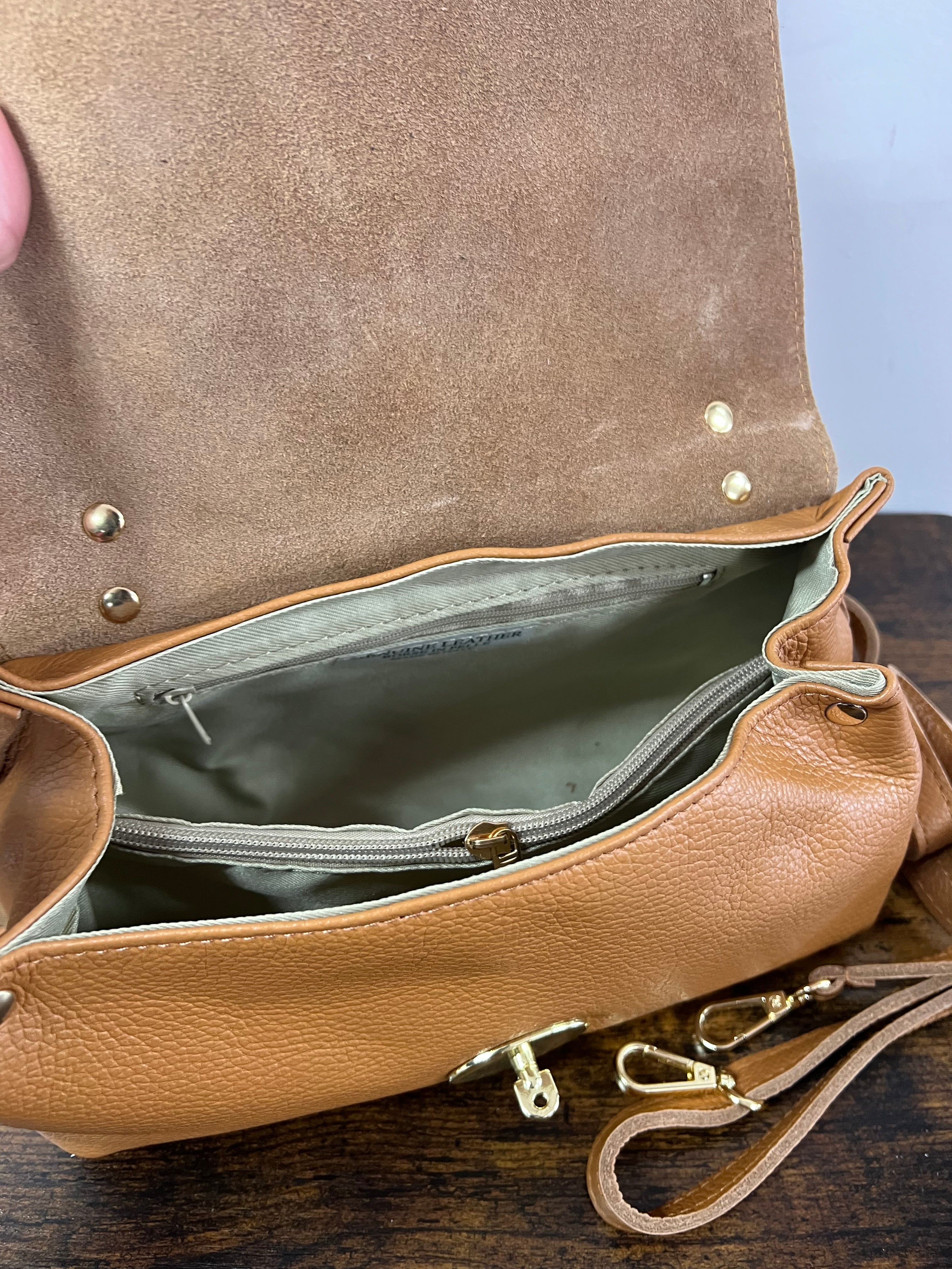 Country bag monocolore midi cuoio chiaro