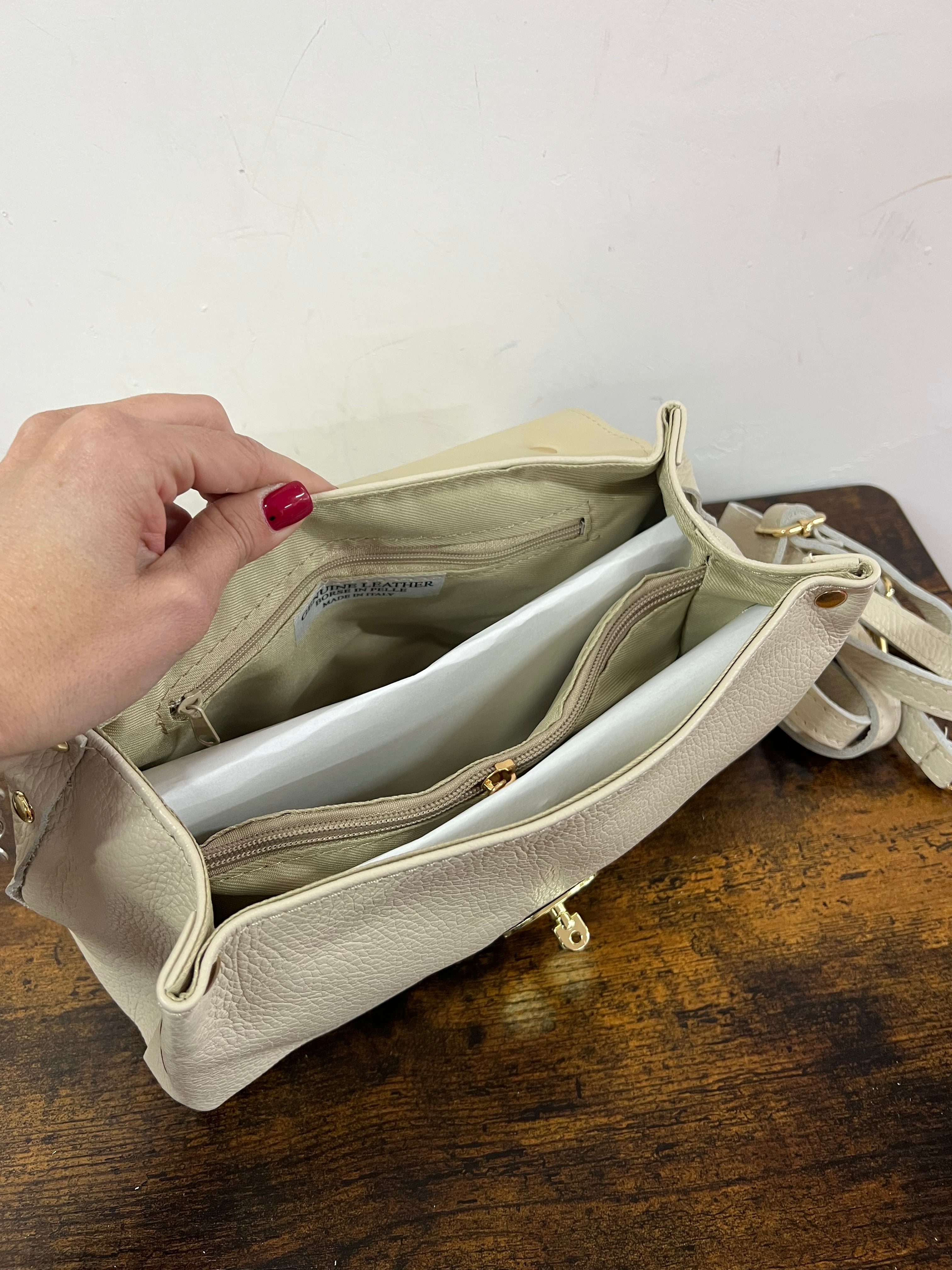 Country bag monocolore midi panna