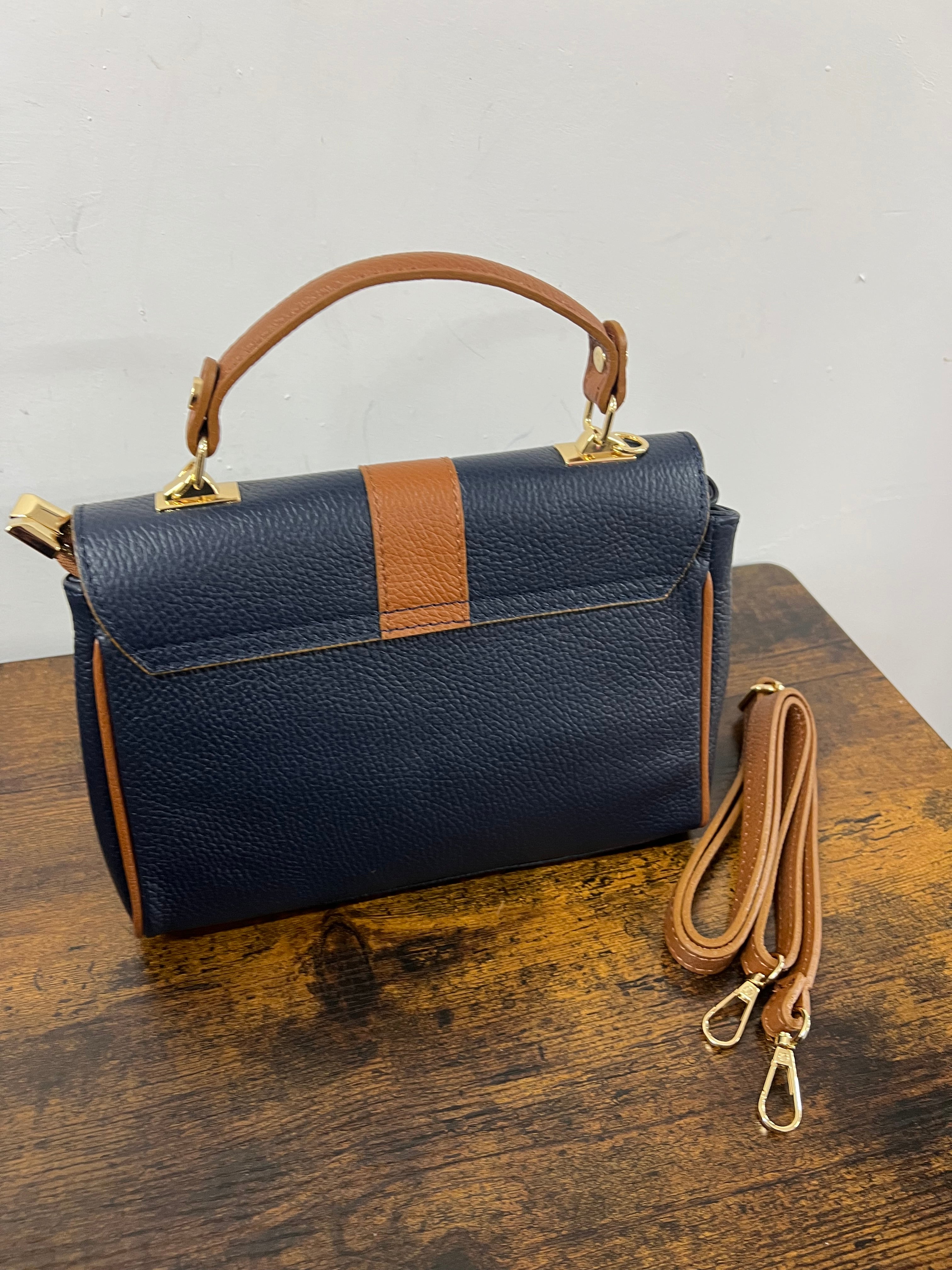 Valigetta trilly blu navy e cuoio scuro