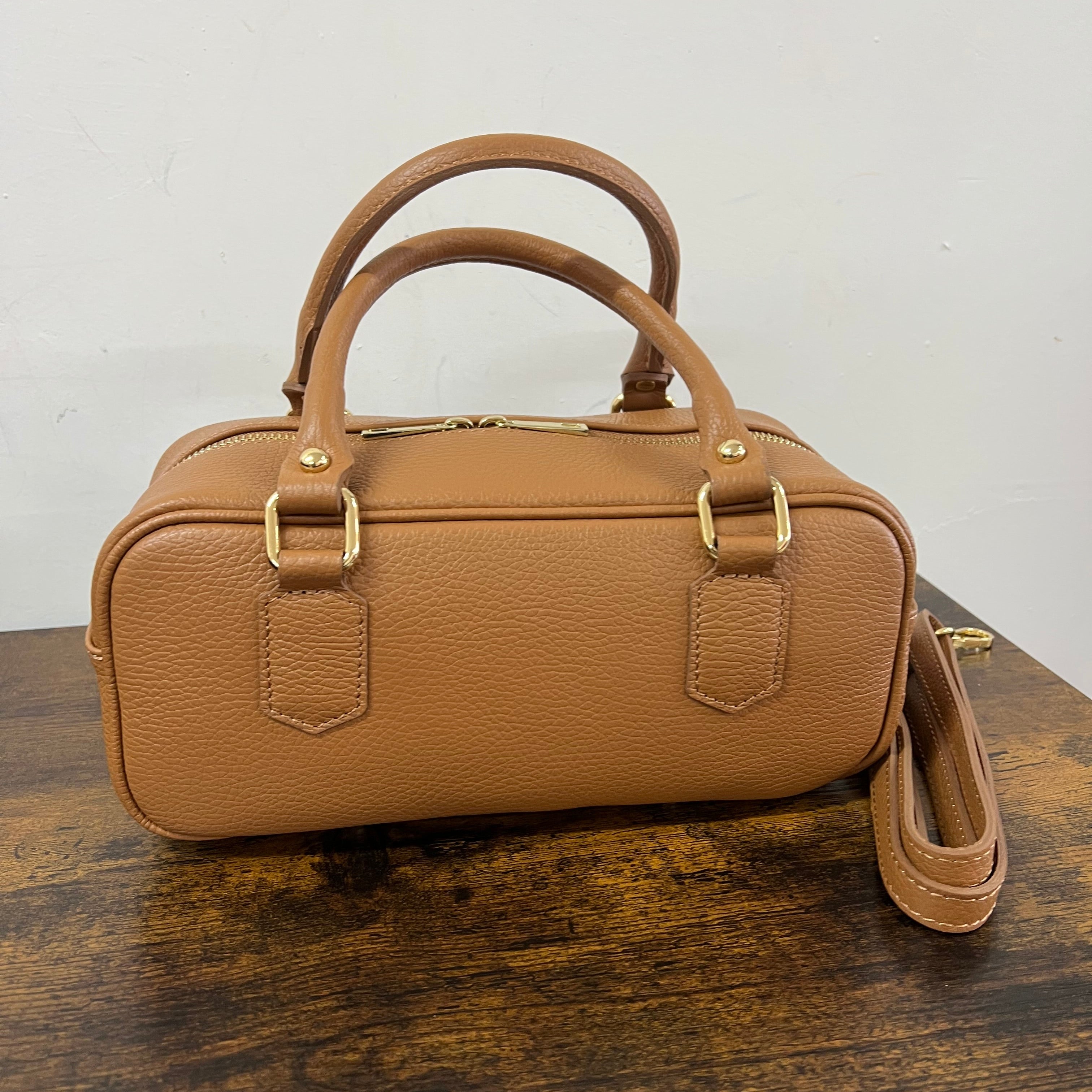Bauletto rettangolare cuoio chiaro