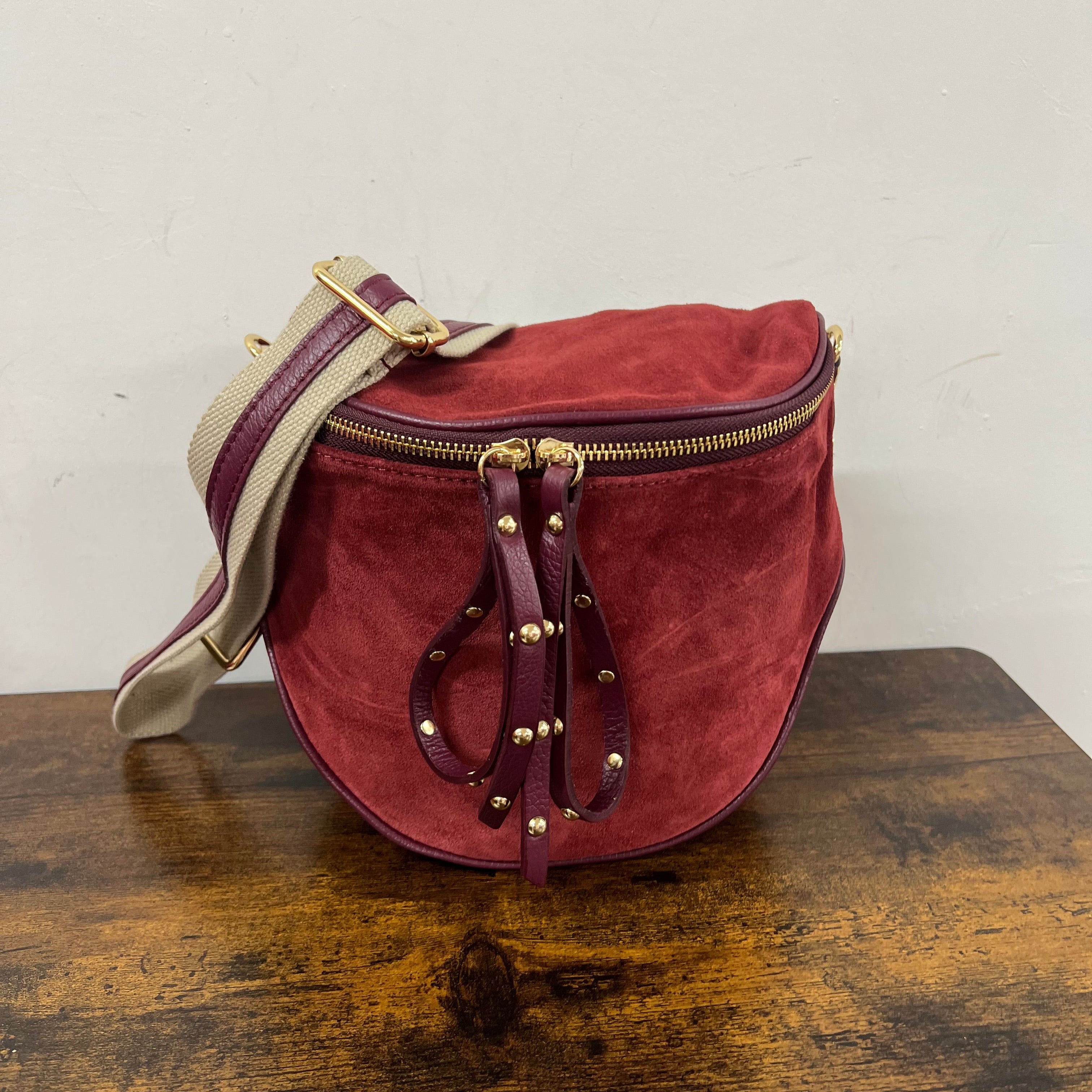 Marsupione z suede bordeaux