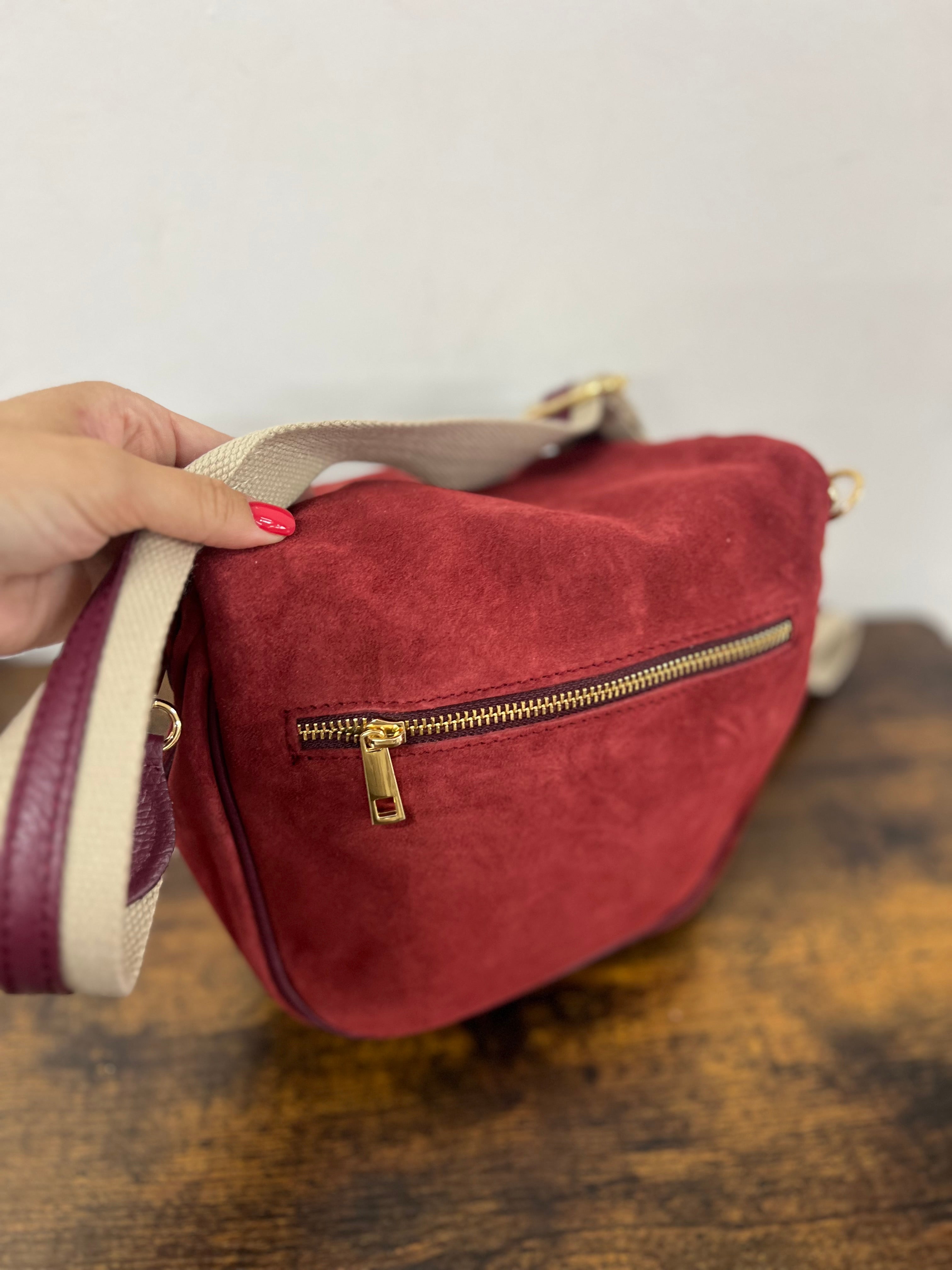 Marsupione z suede bordeaux
