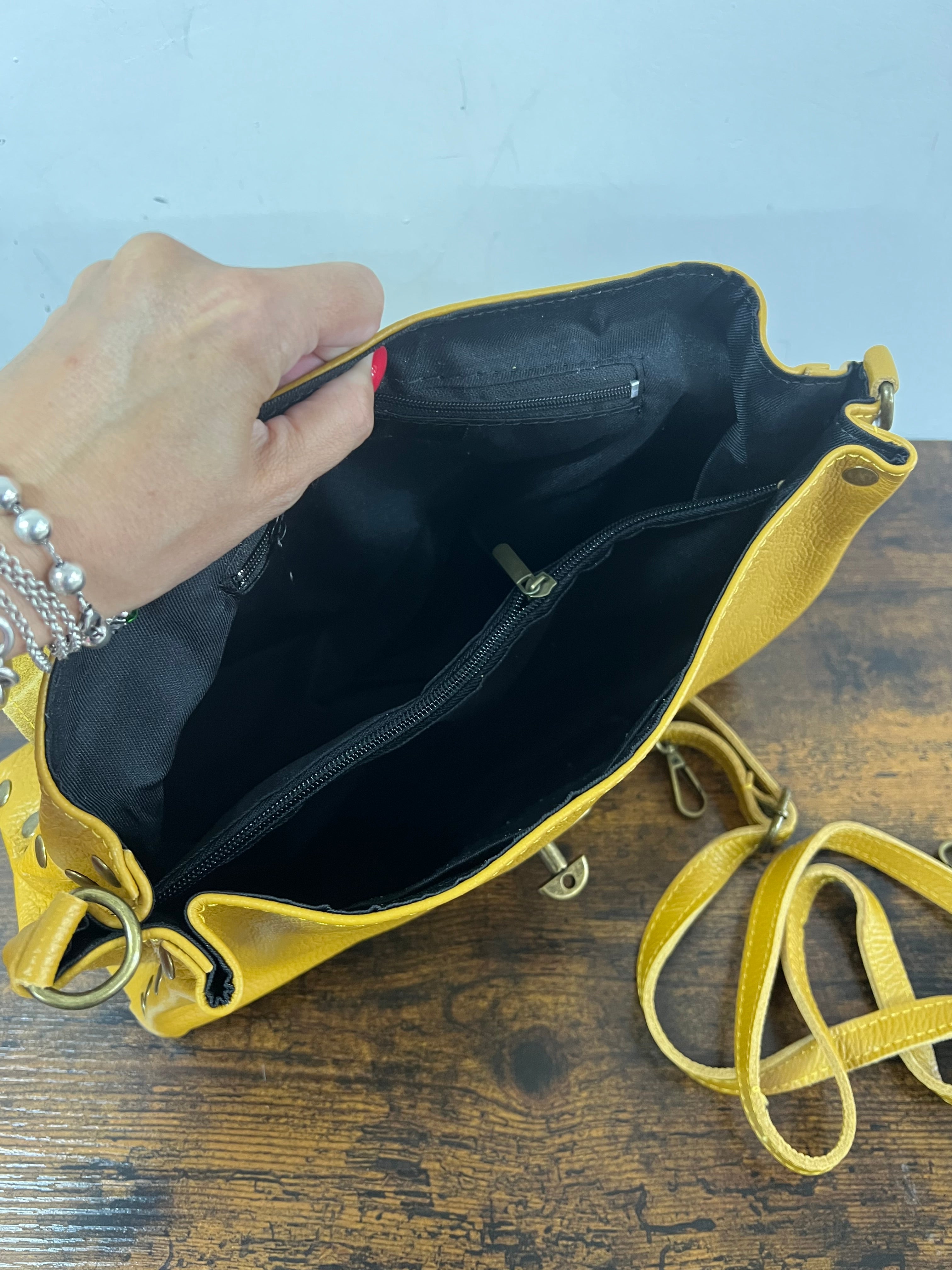 Country bag monocolore z media senape