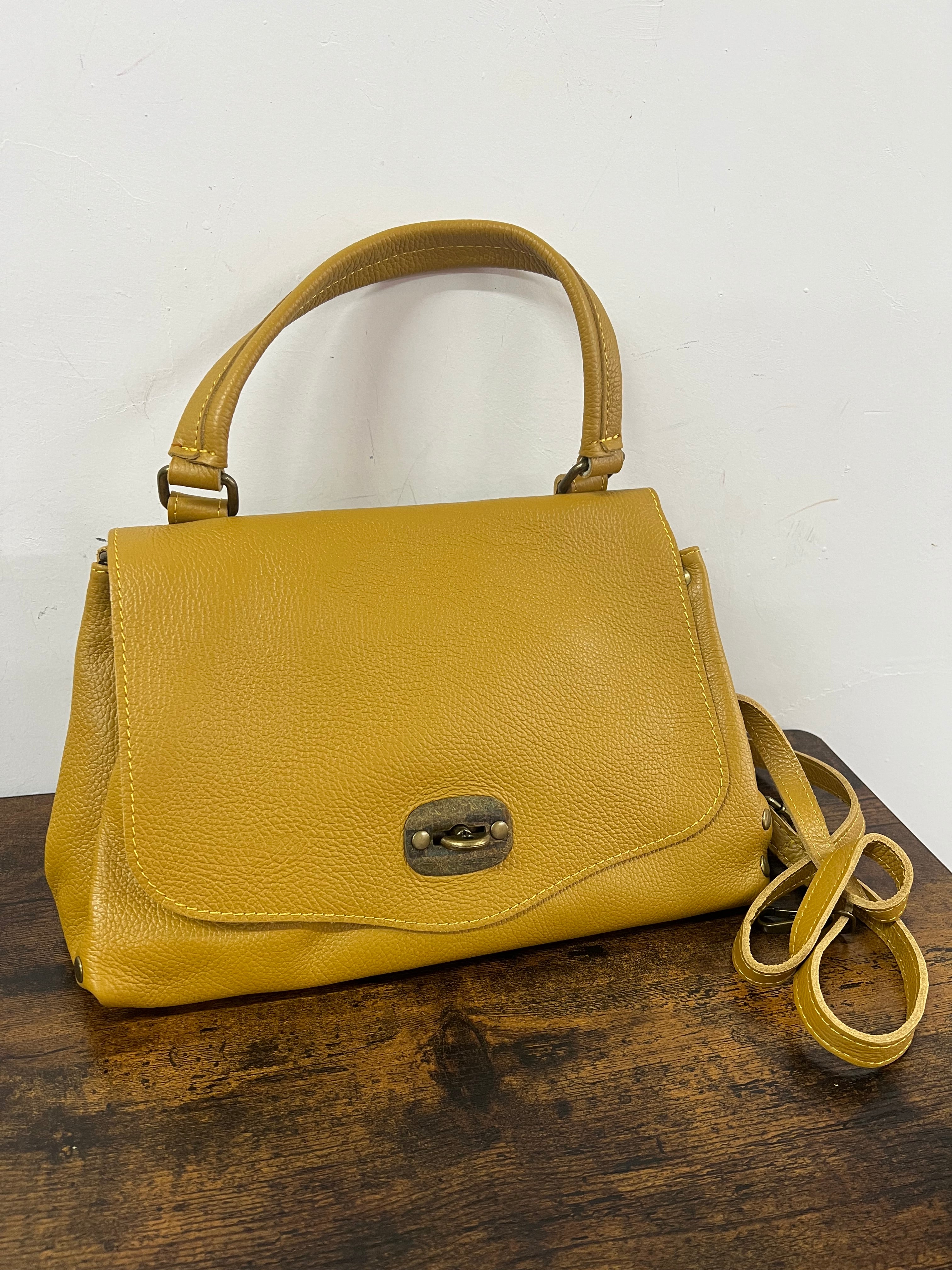 Country bag monocolore z media senape