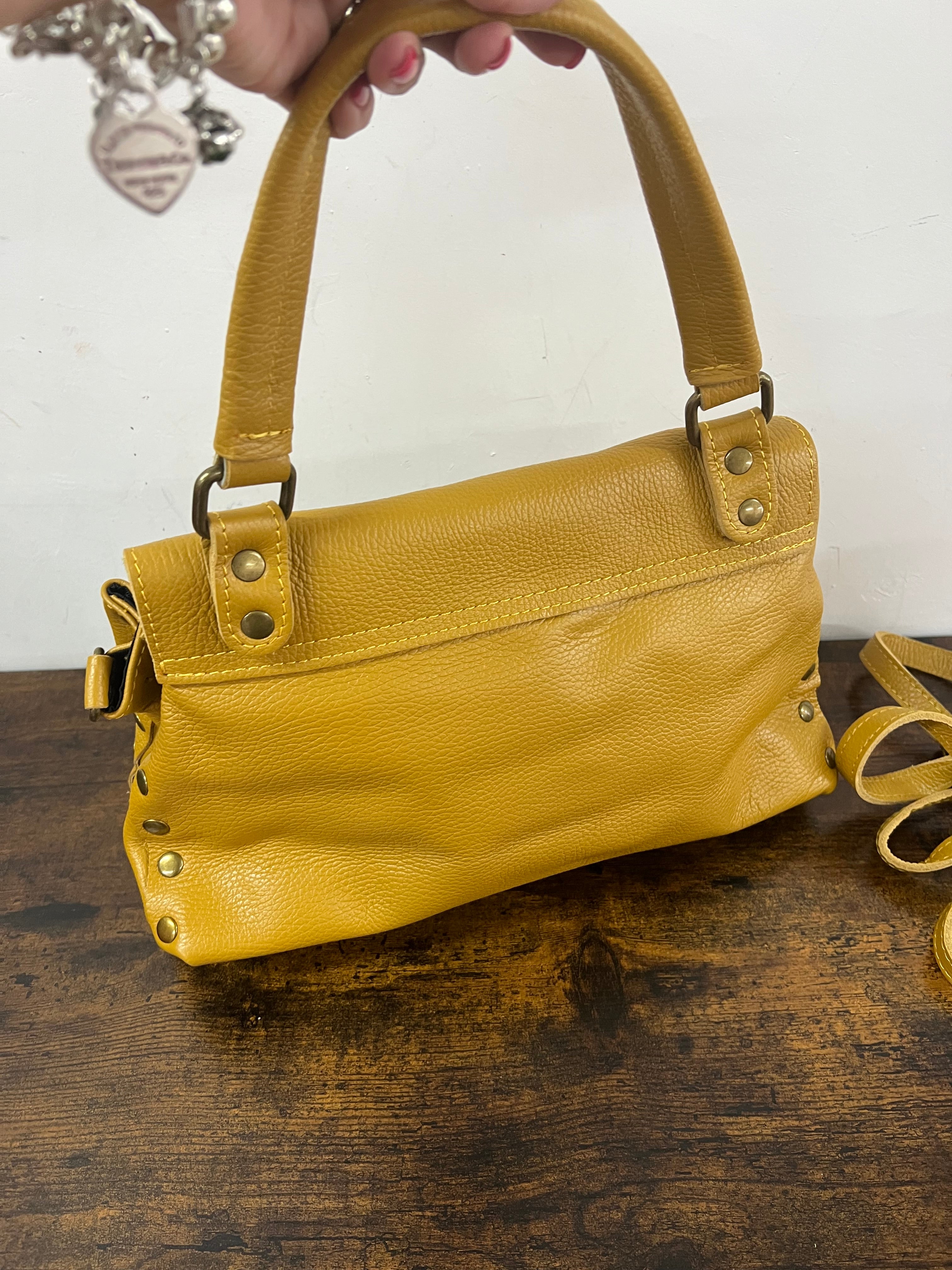 Country bag monocolore z media senape