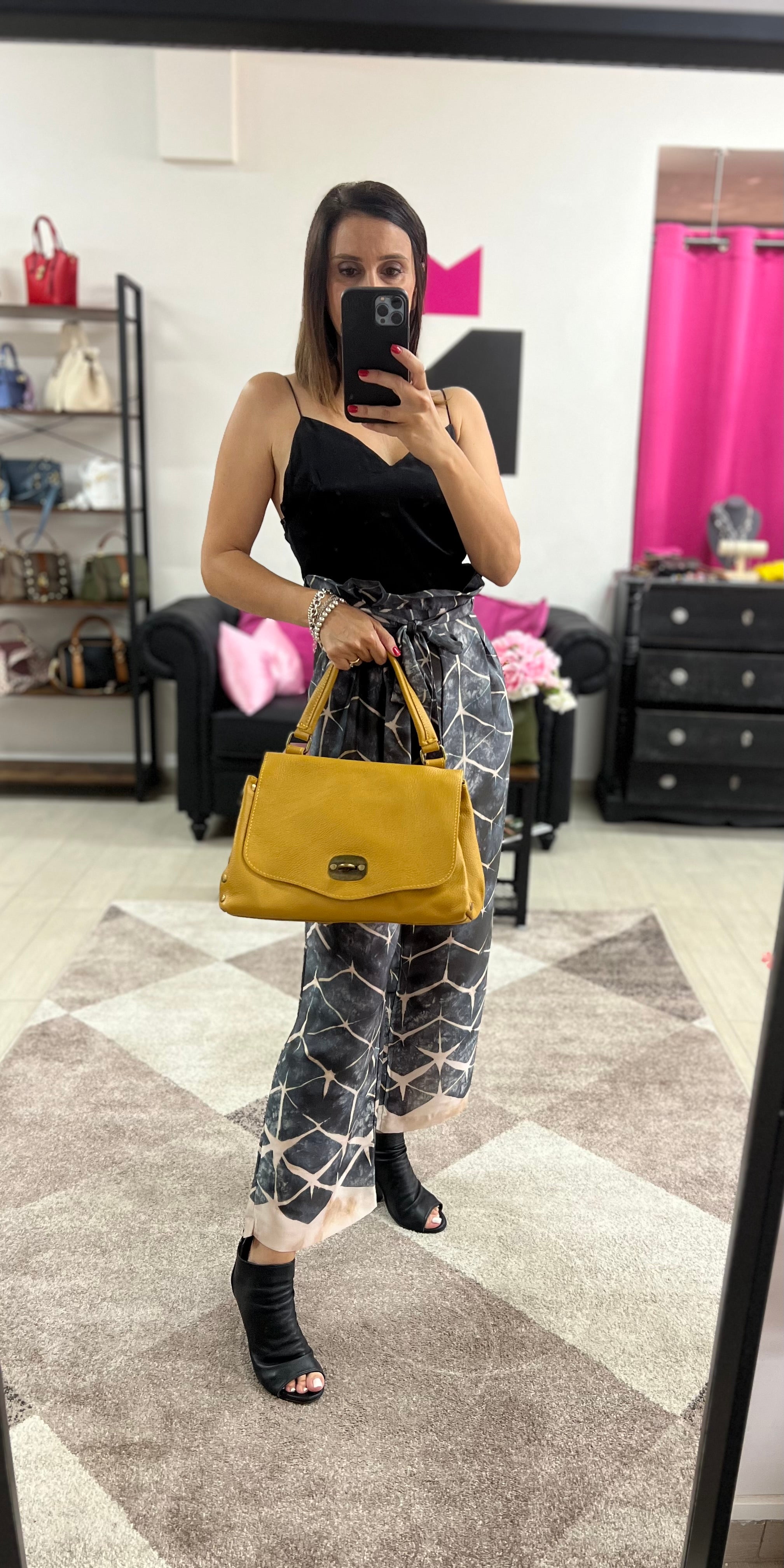 Country bag monocolore z media senape