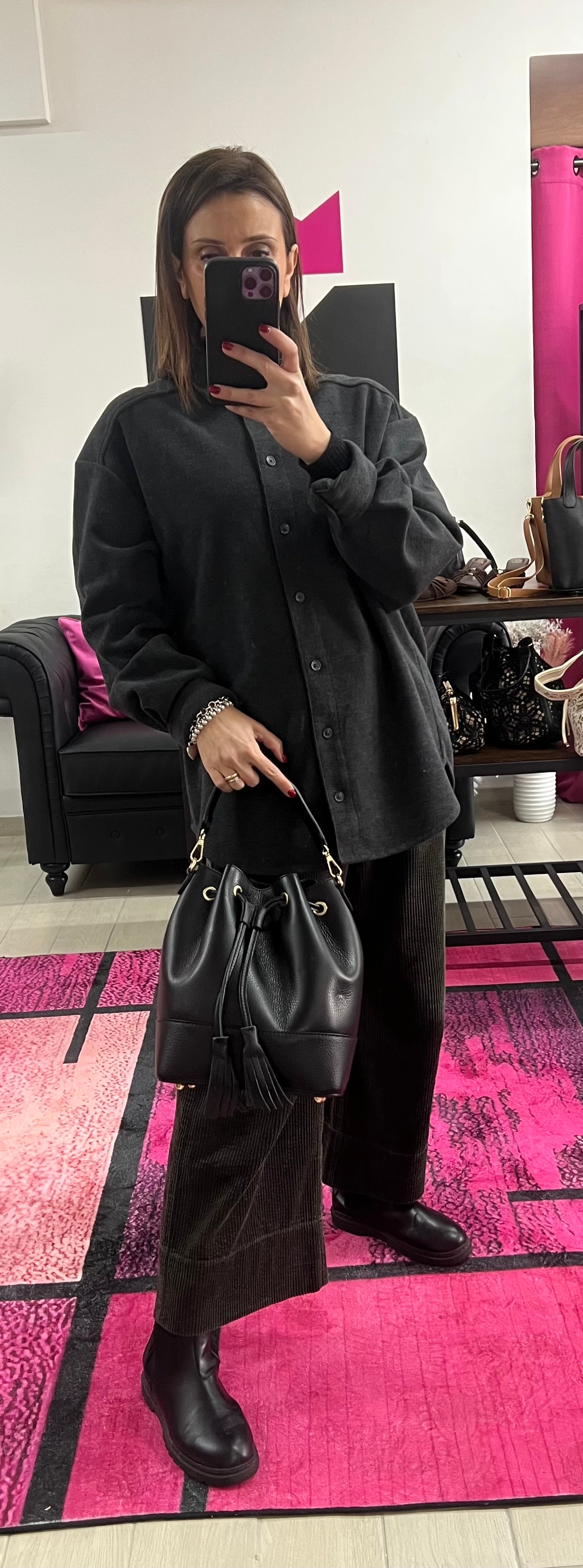 Sacchetto frange maxi nero