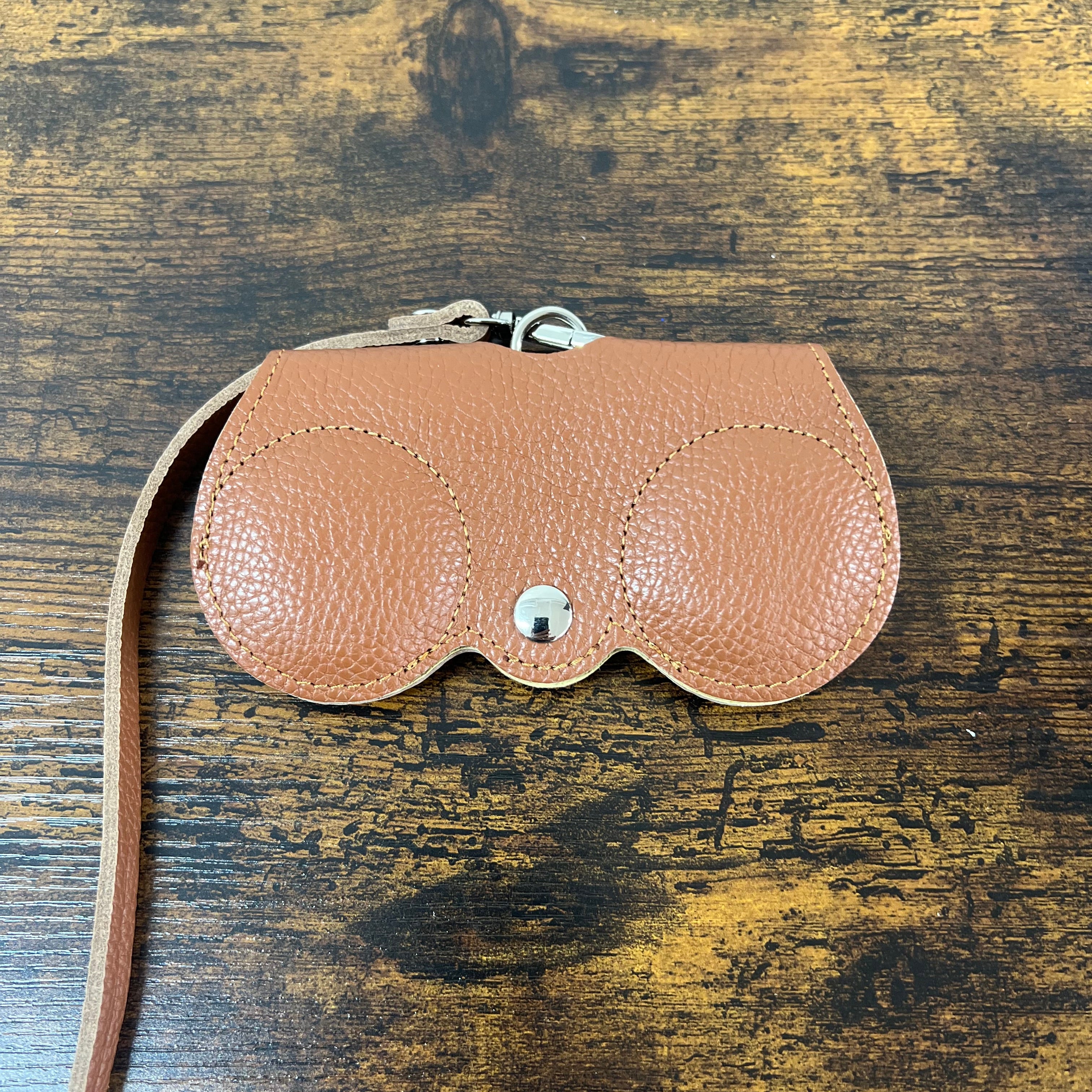 Dark leather glasses case