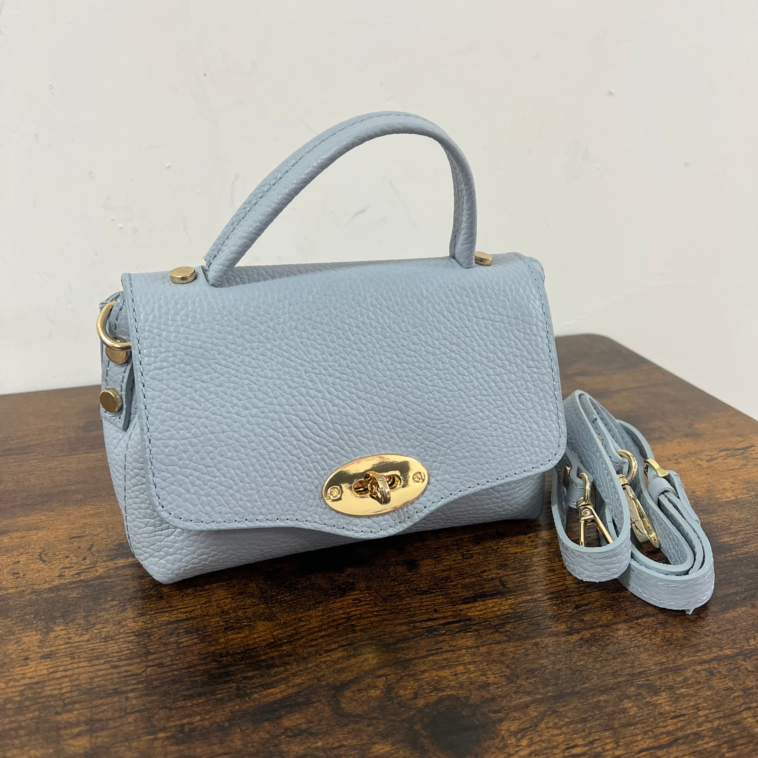 Country bag monocolore z pocket celeste