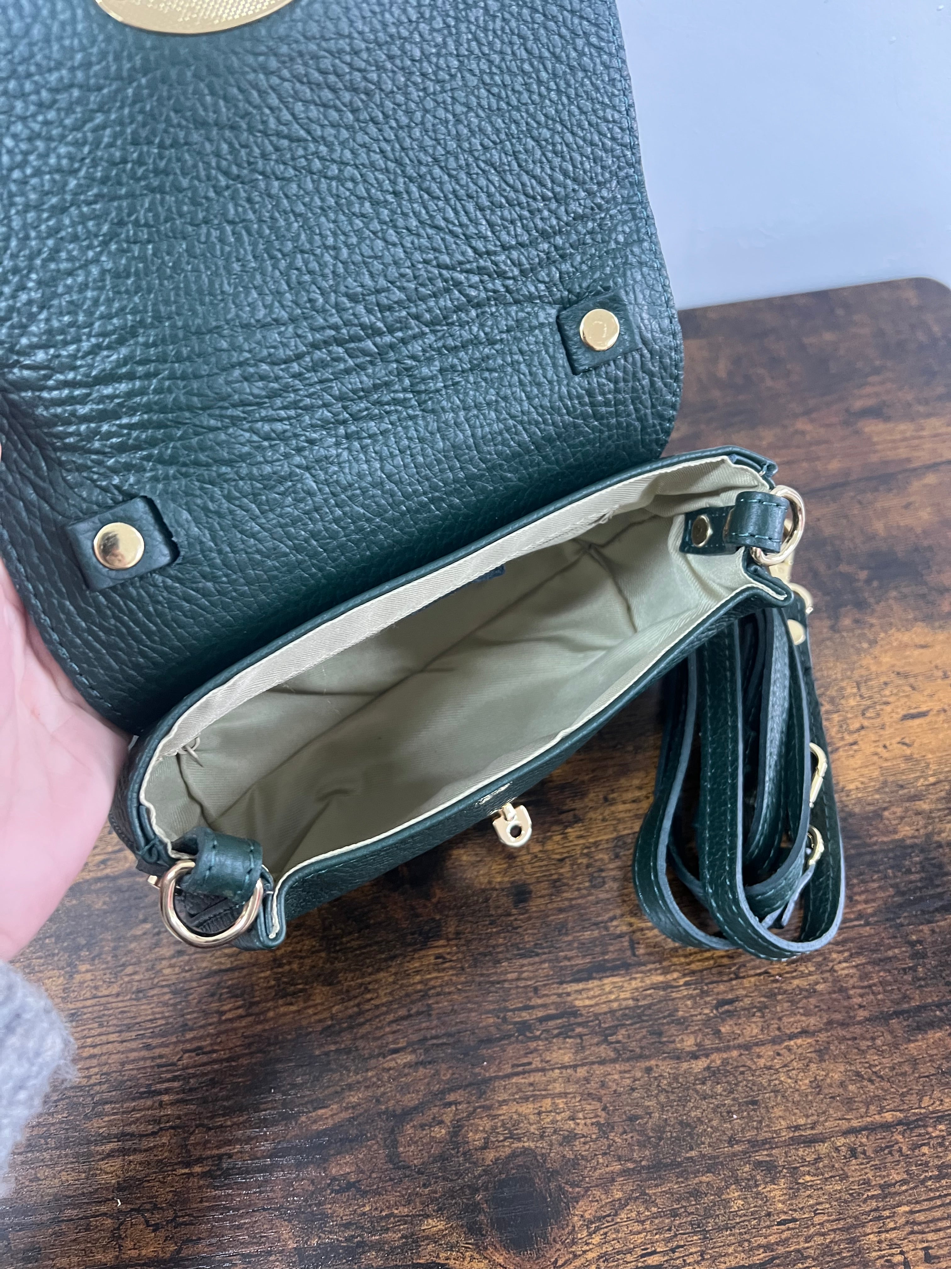 Country bag monocolore z pocket verde foresta