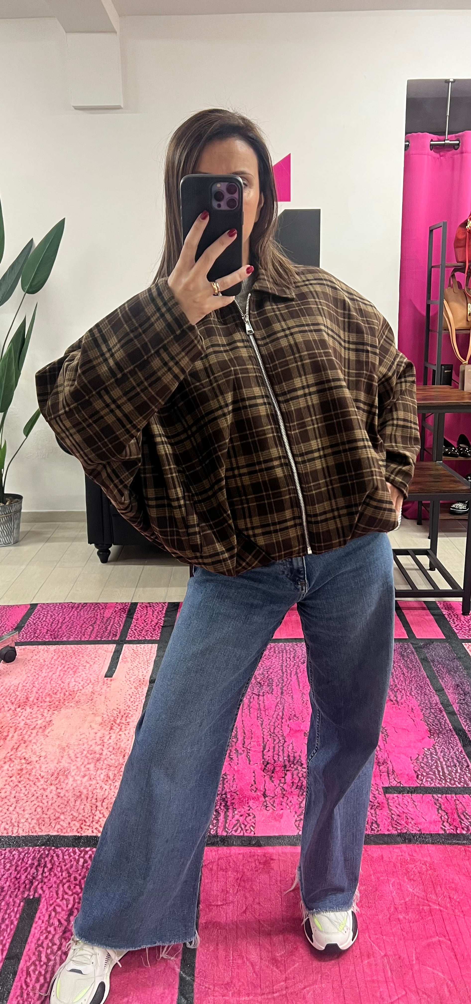 Bomber tartan testa di moro