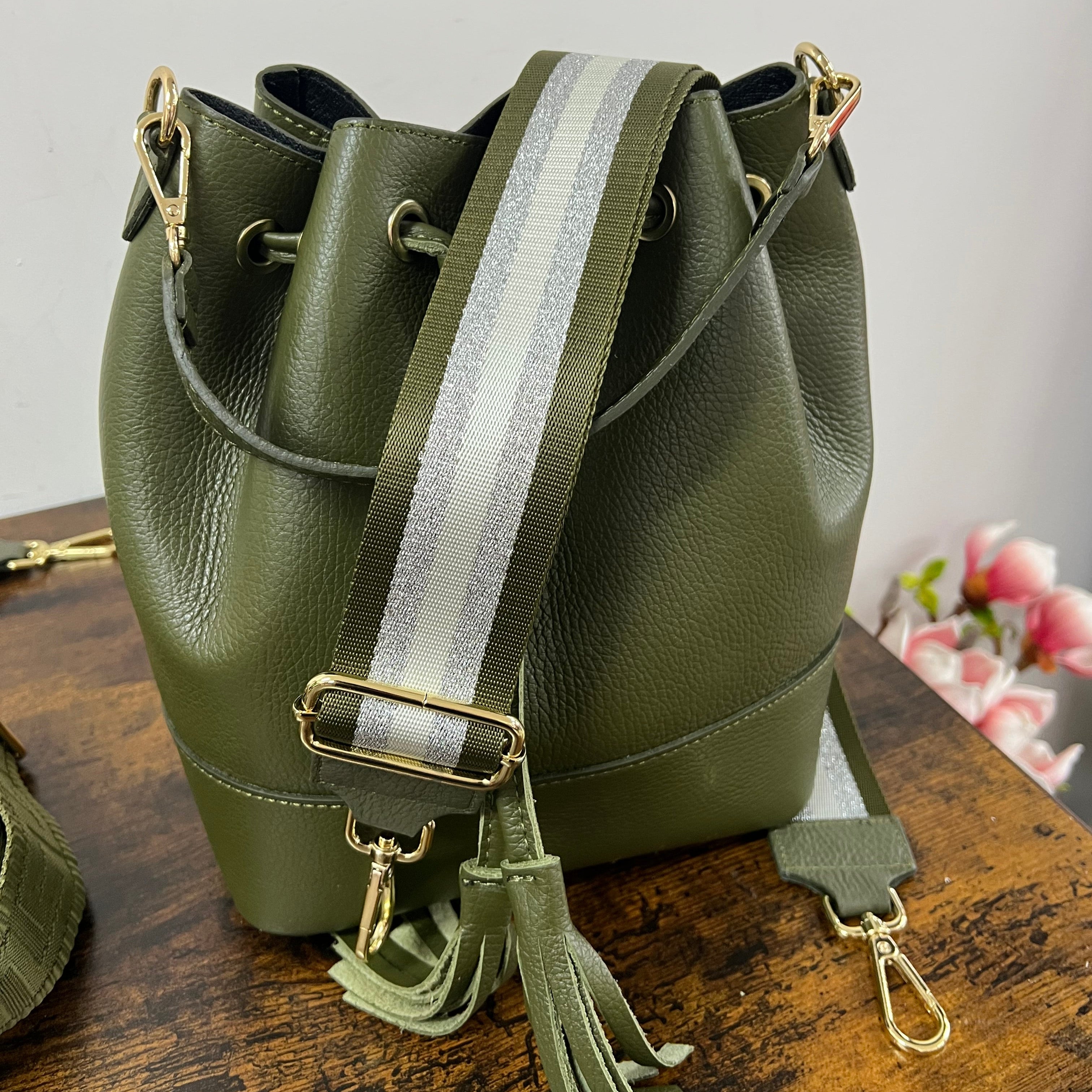 Tracolla righe verde militare