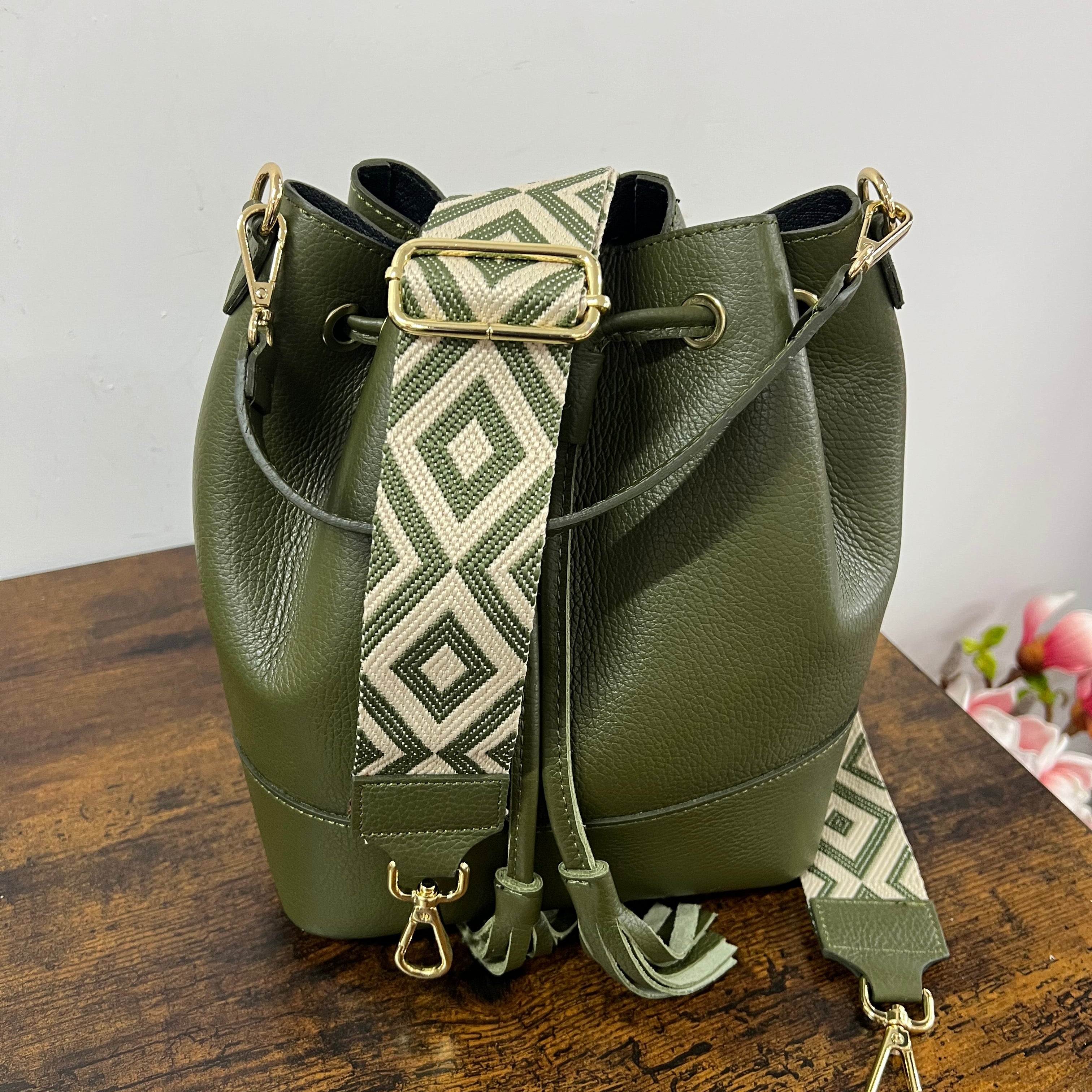 Tracolla rombo verde militare