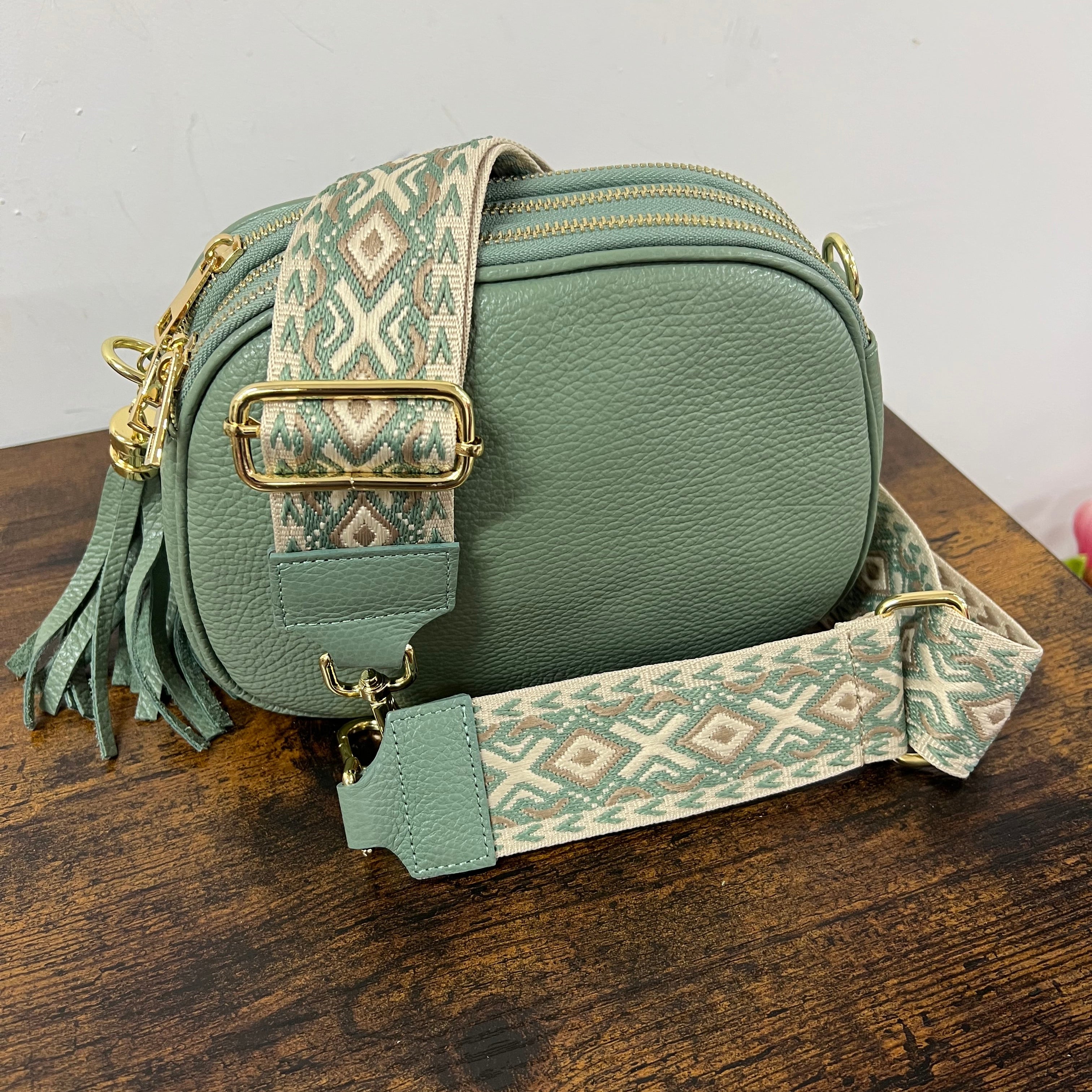 Tracolla SANDY salvia e corda