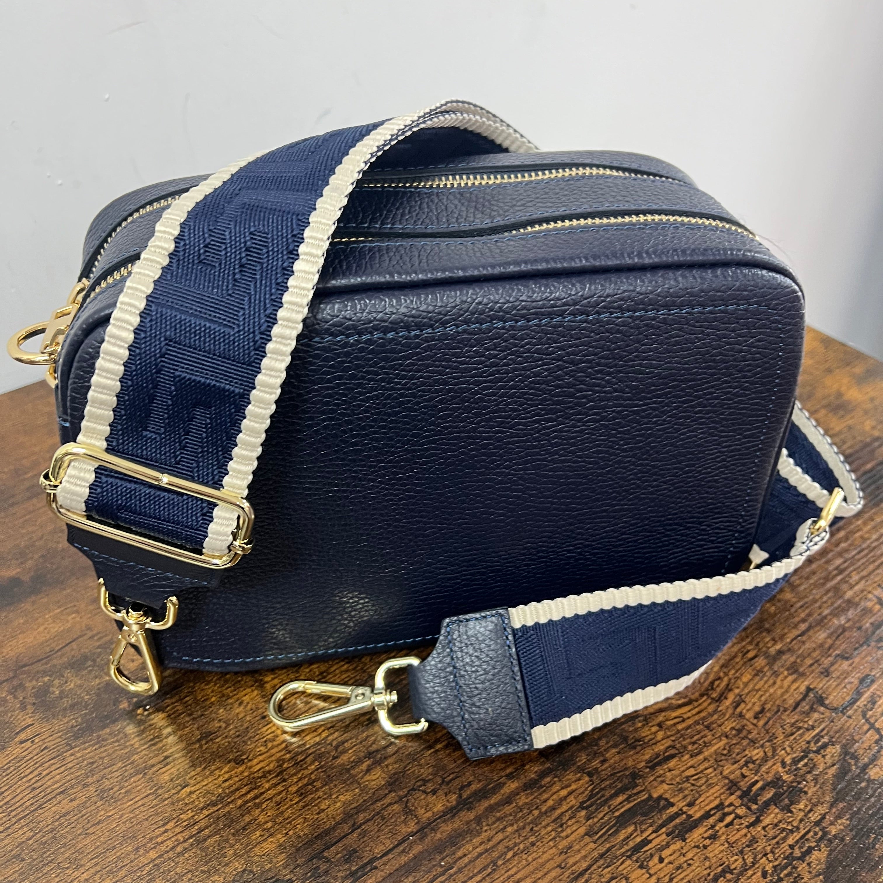 Tracolla greek bordi tortora blu navy