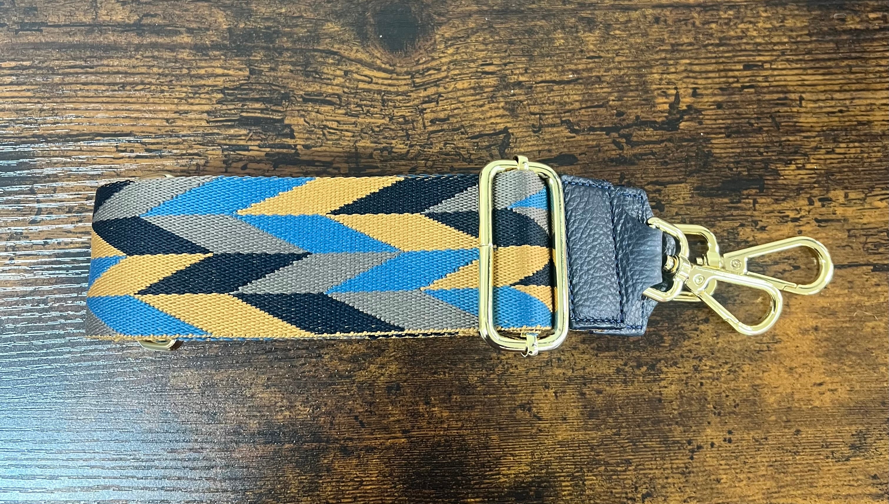 Tracolla tris blu navy senape e fango