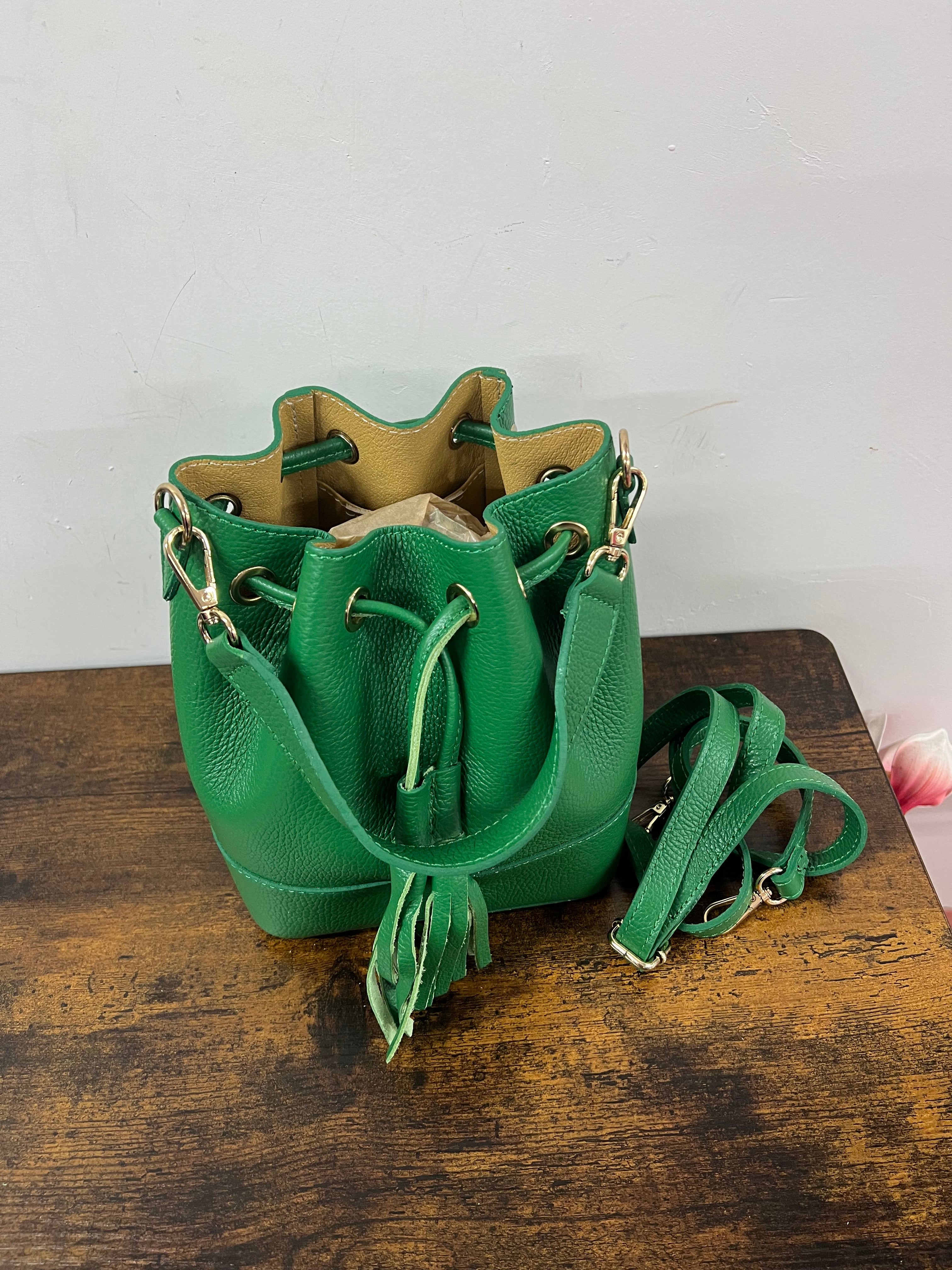 Sacchetto frange mini verde smeraldo