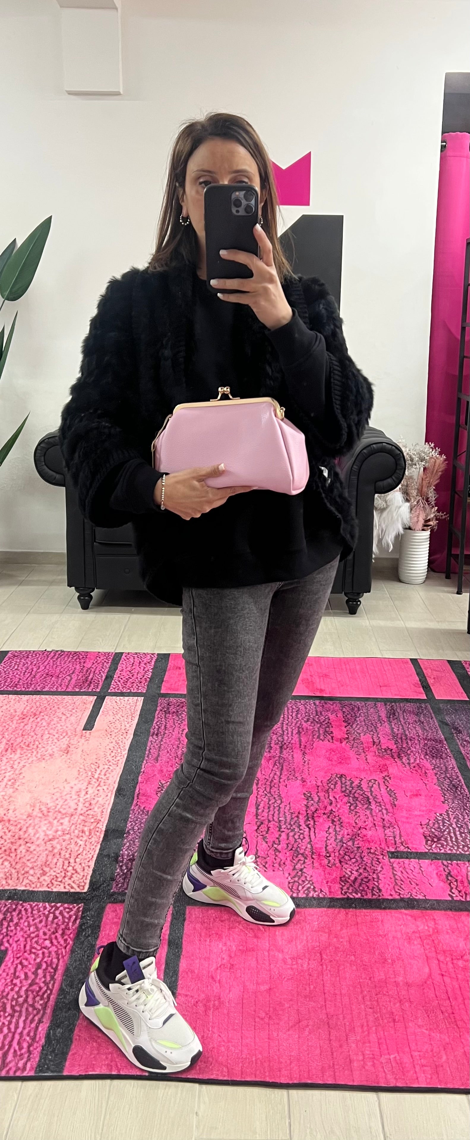 Maxi borsello rosa tenue