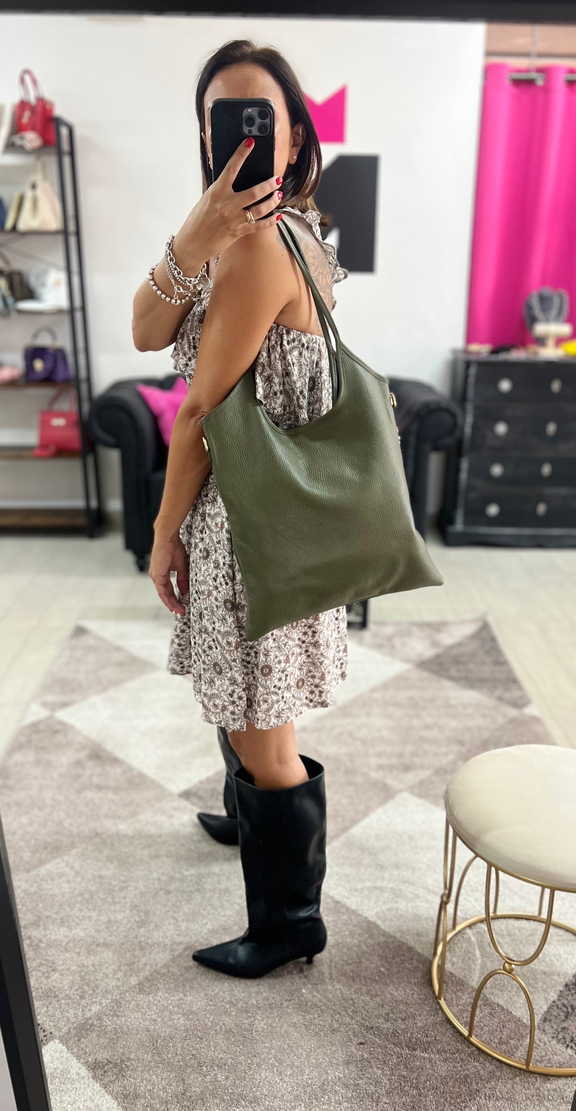 Khaki MIA shopper bag
