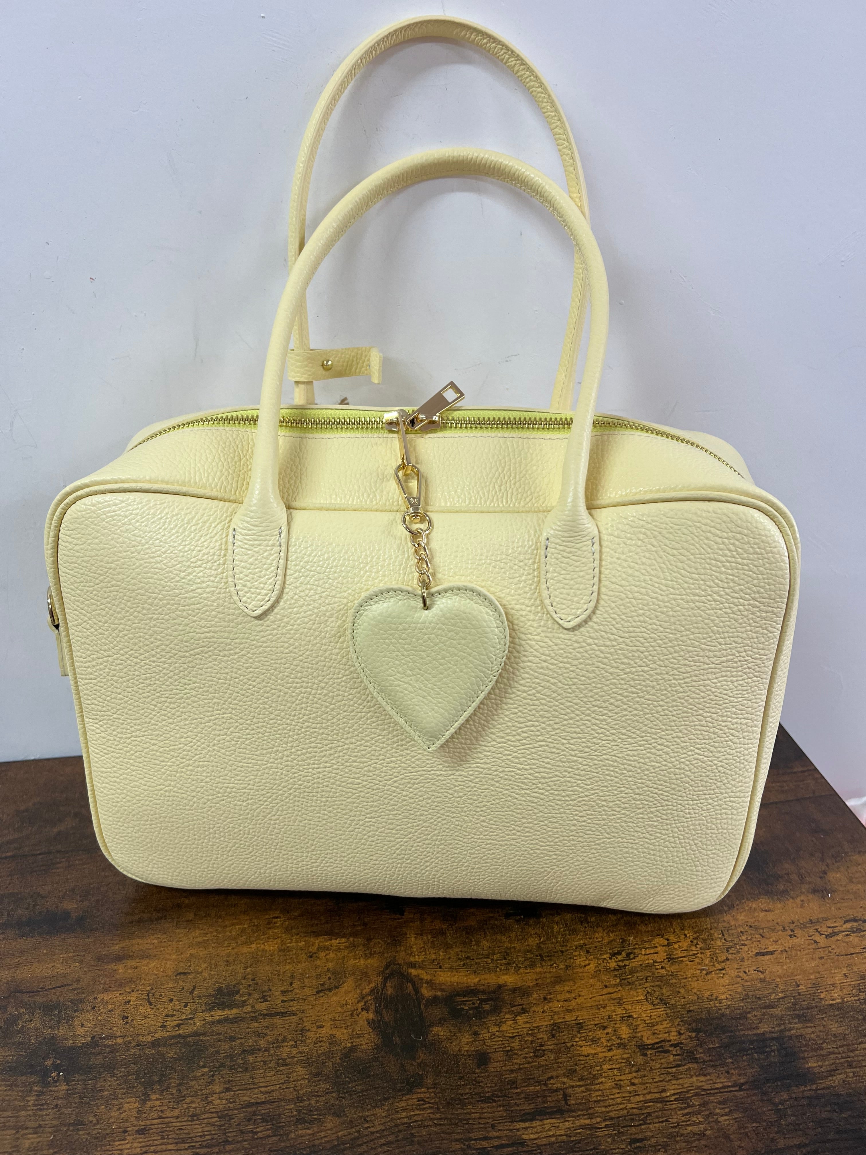 Cuore in vera pelle yellow