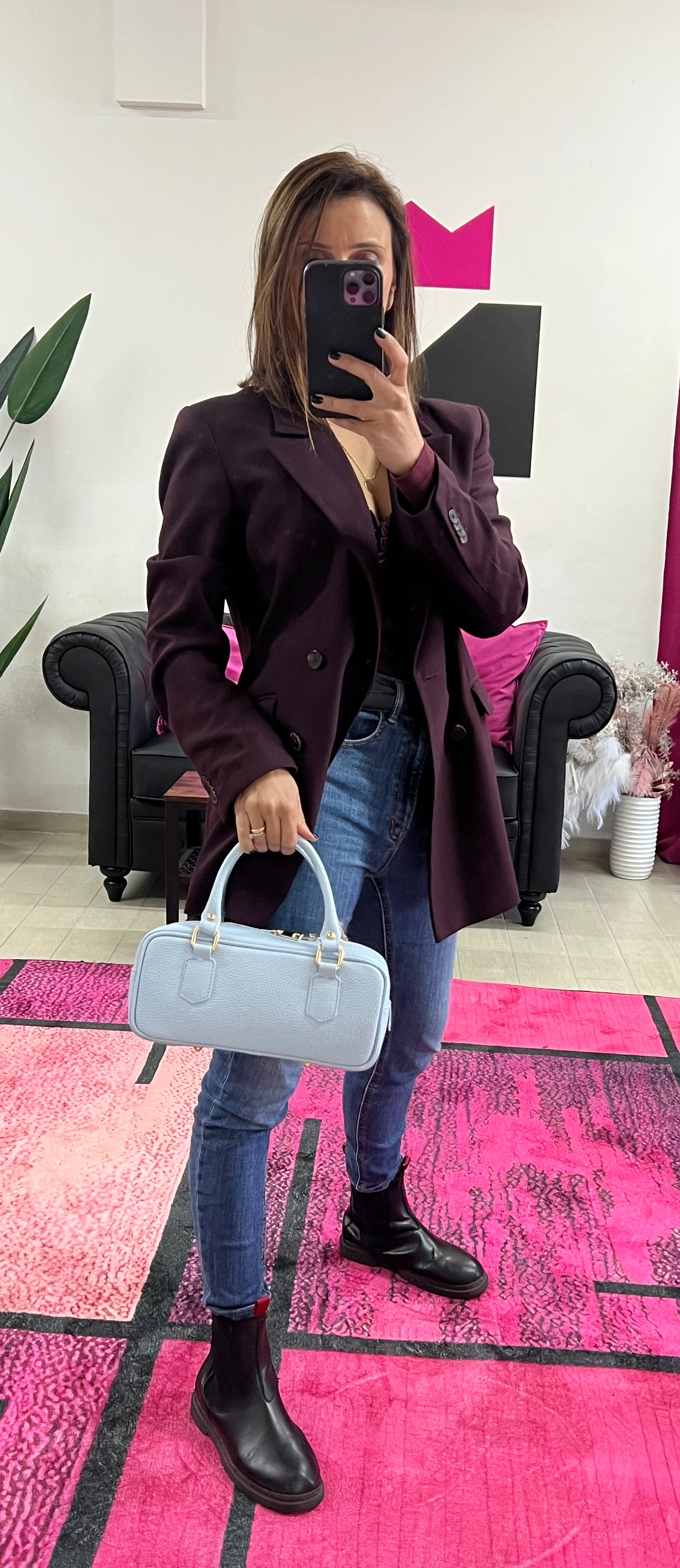 Bauletto rettangolare azzurro