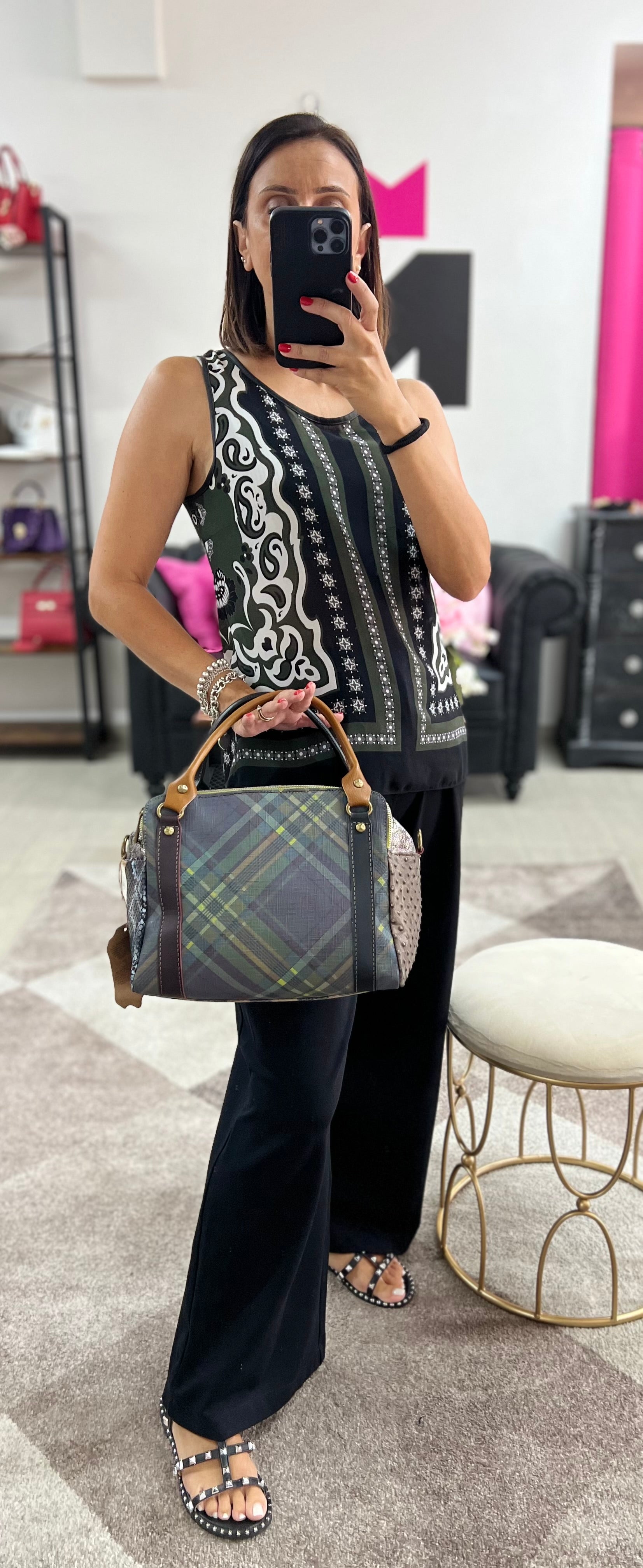 Country quadrotta patchwork tartan verde
