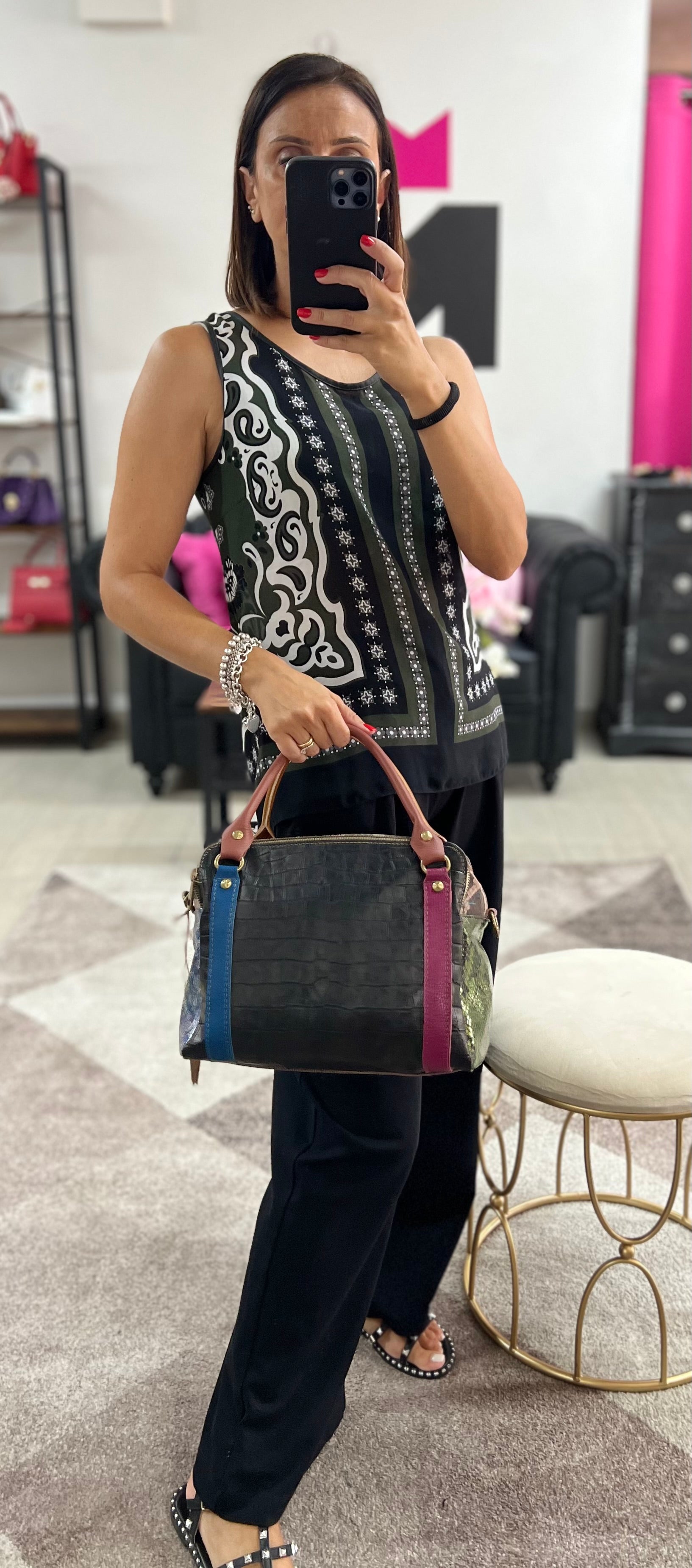Country quadrotta patchwork cocco nero