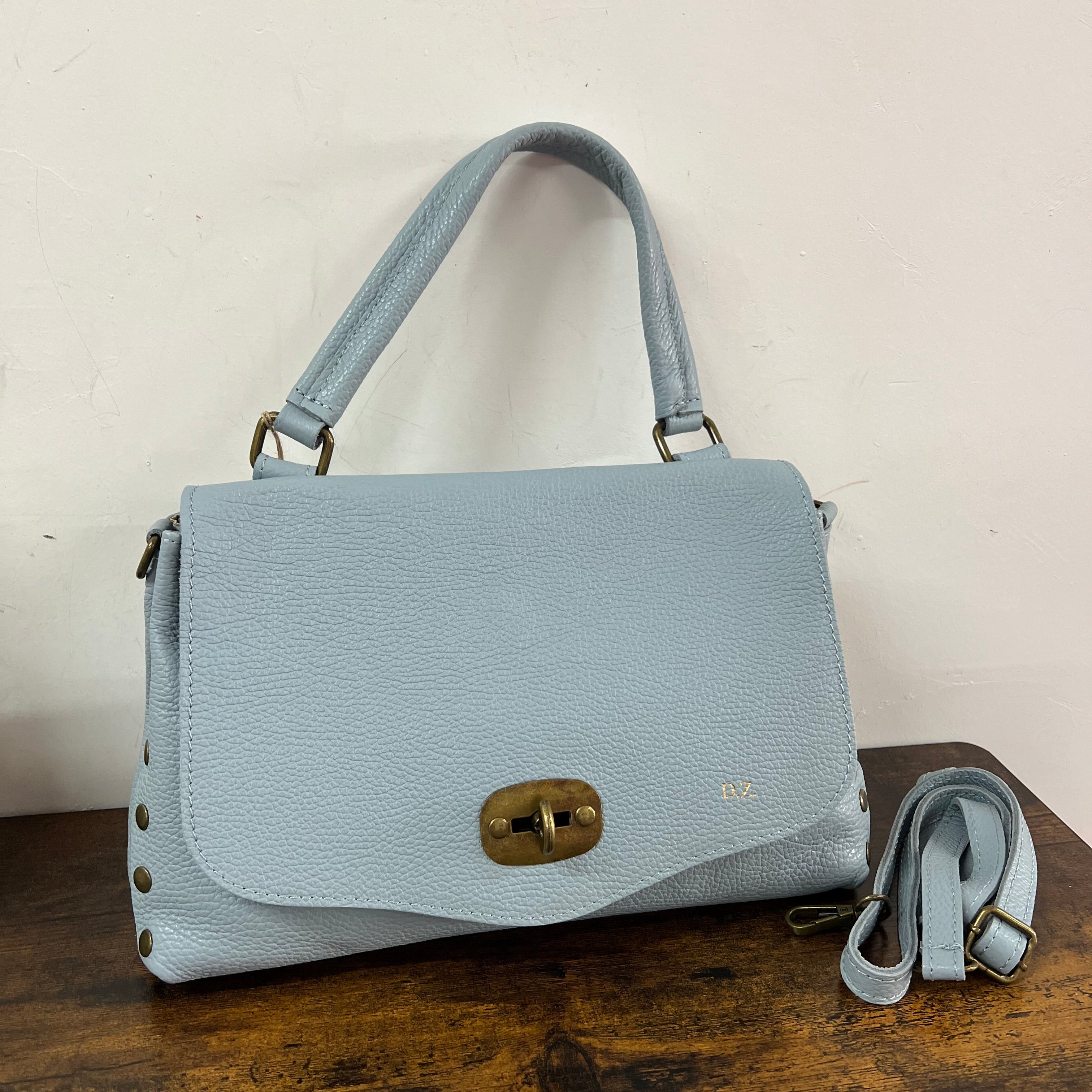 Country bag monocolore z media celeste